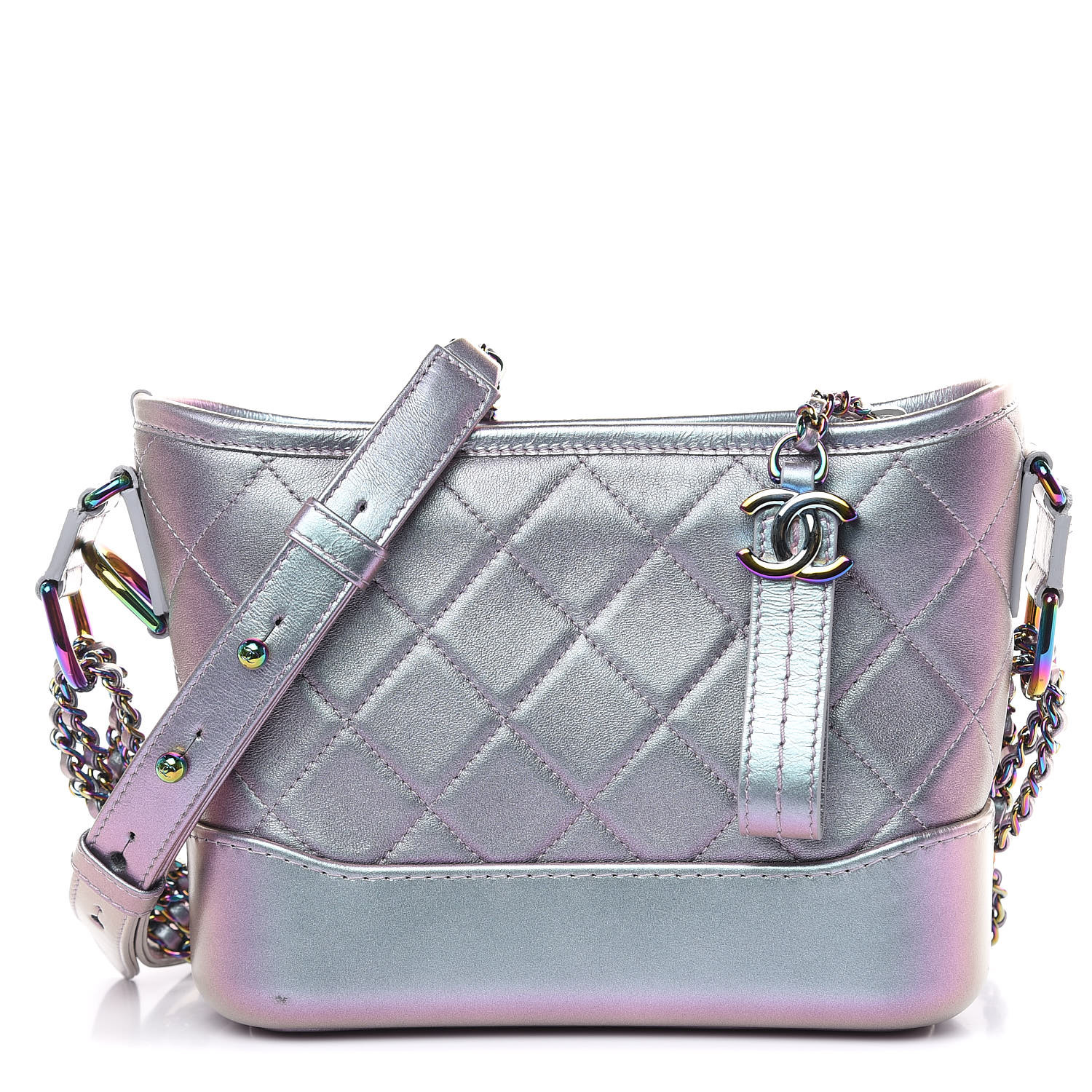 CHANEL Iridescent Lambskin Calfskin Quilted Small Gabrielle Hobo Light ...