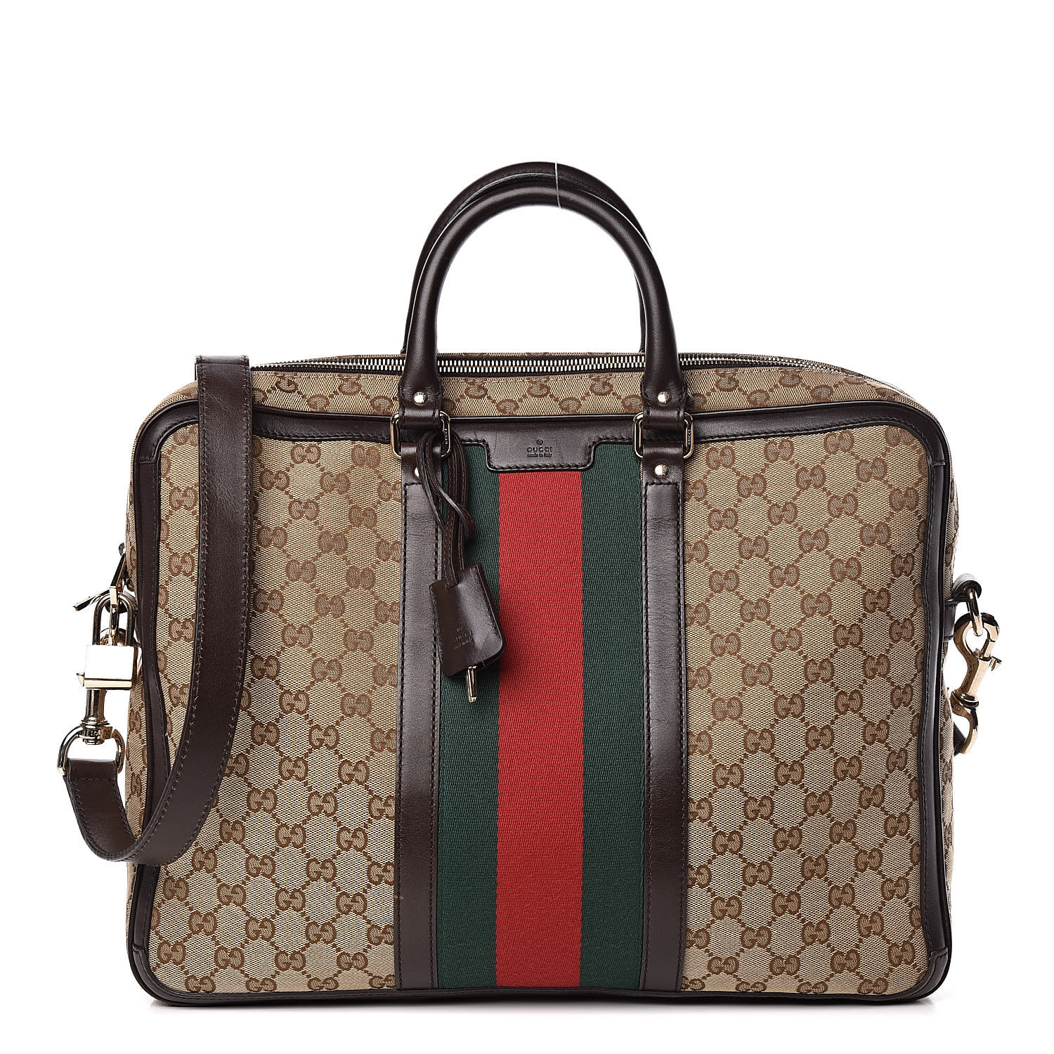 GUCCI Monogram Web Briefcase Dark Brown 457943