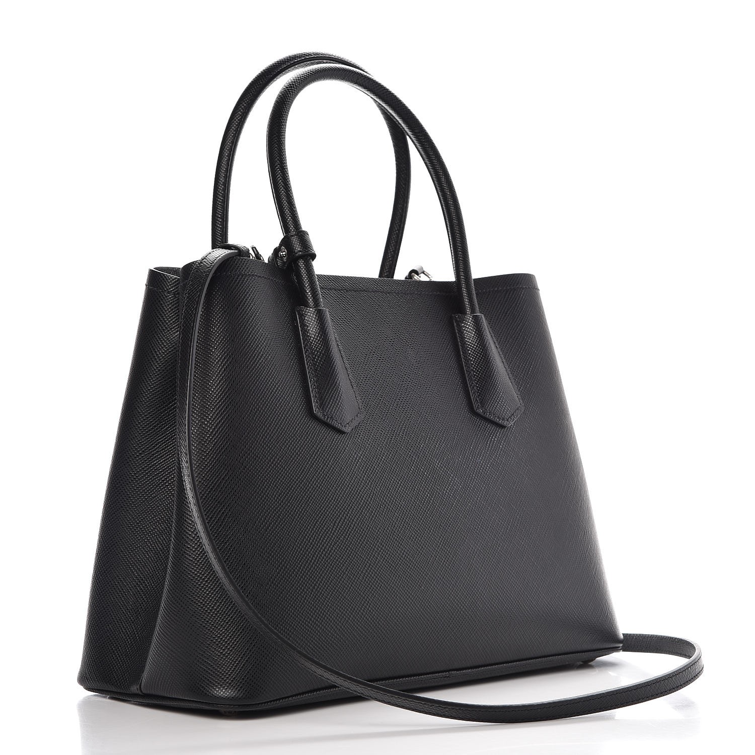 PRADA Saffiano Cuir Small Double Bag Black 303366