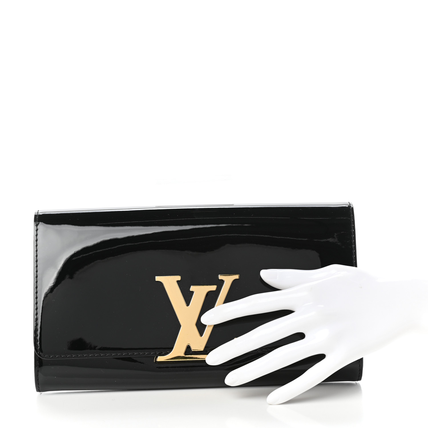 louis vuitton black patent leather clutch