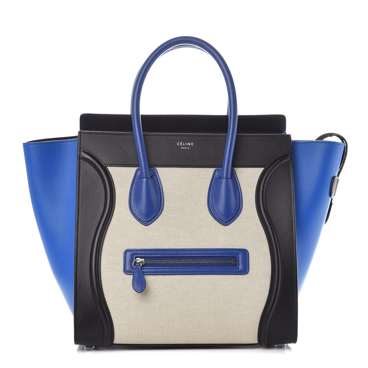 CELINE Canvas Smooth Calfskin Tri-Color Mini Luggage Indigo 388519