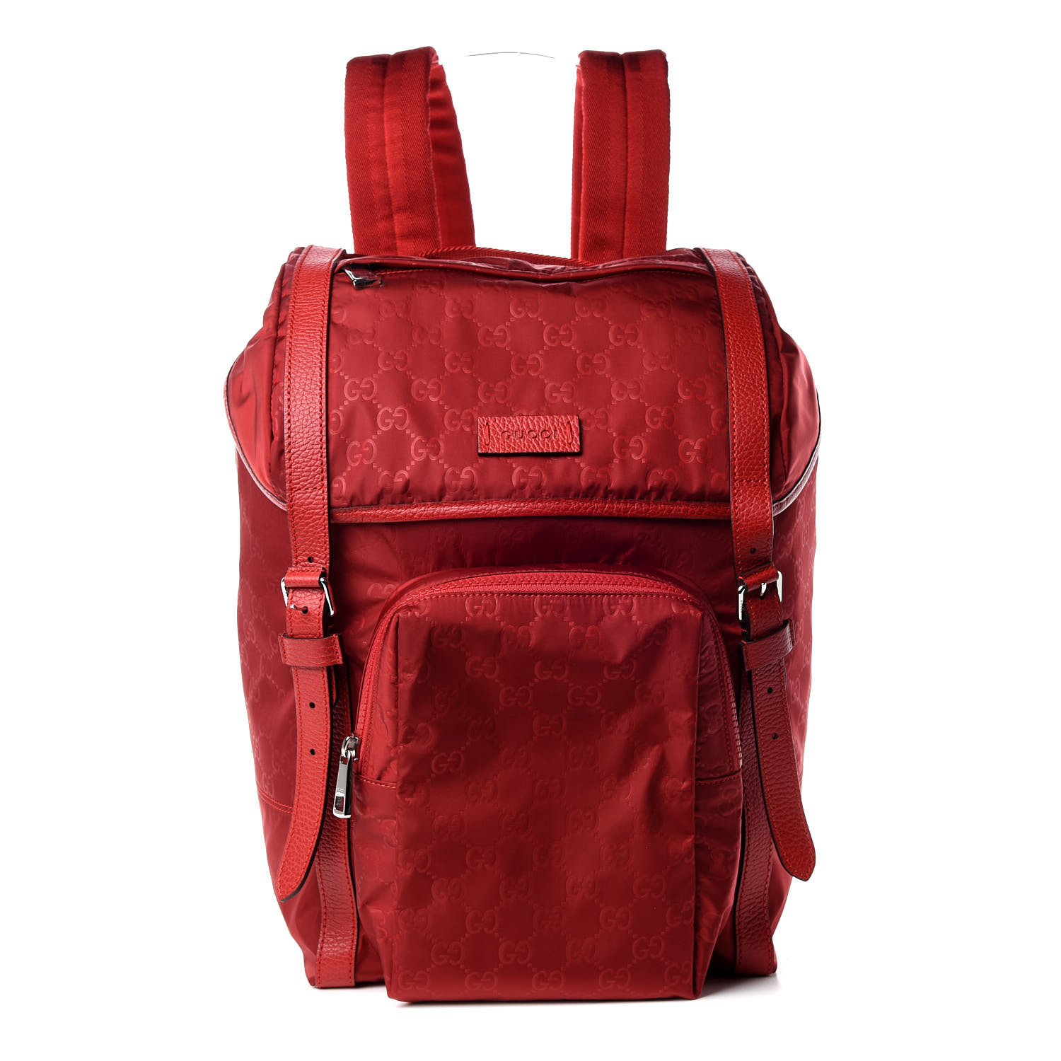 GUCCI Nylon Guccissima Medium Light Backpack Red 389323