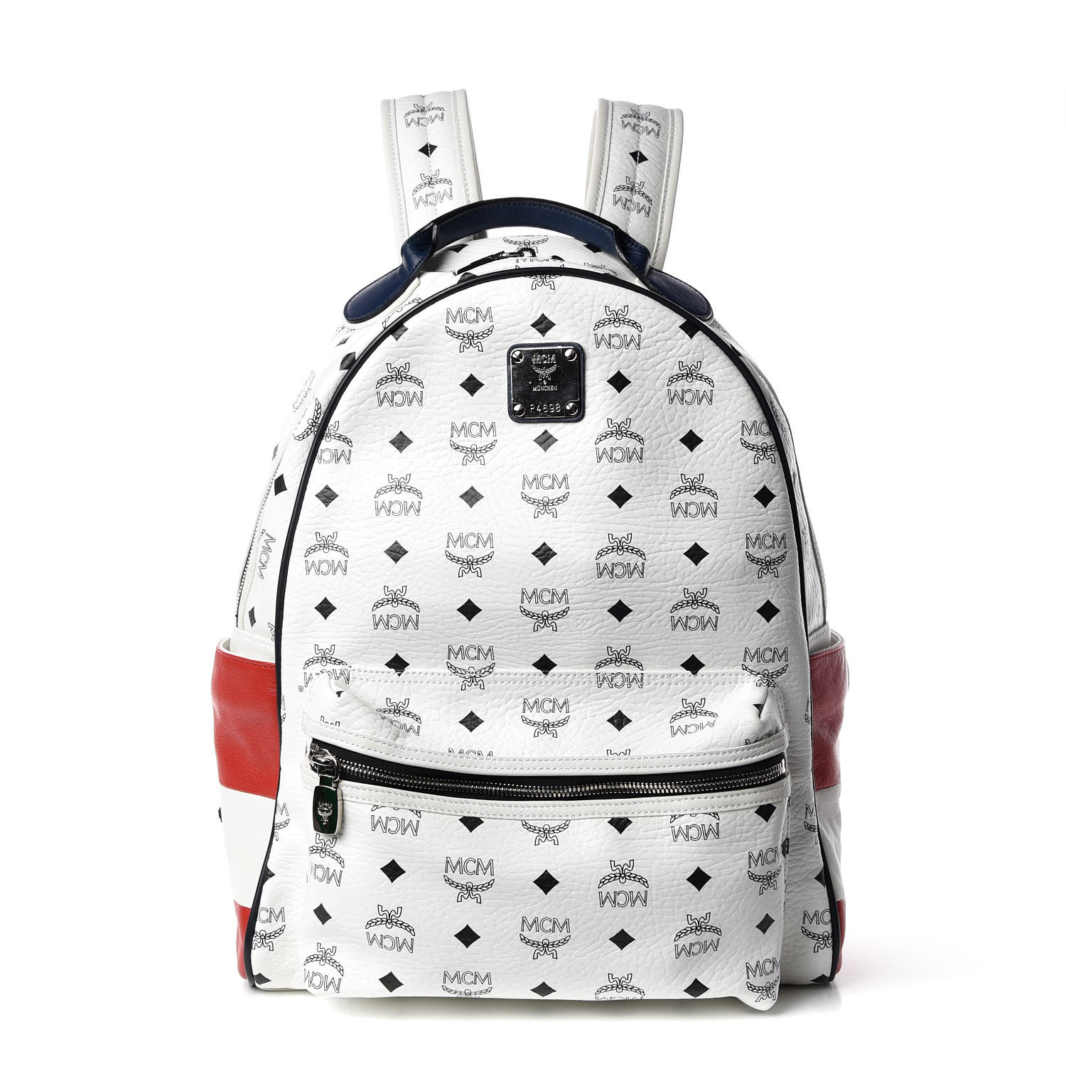 white mcm backpack