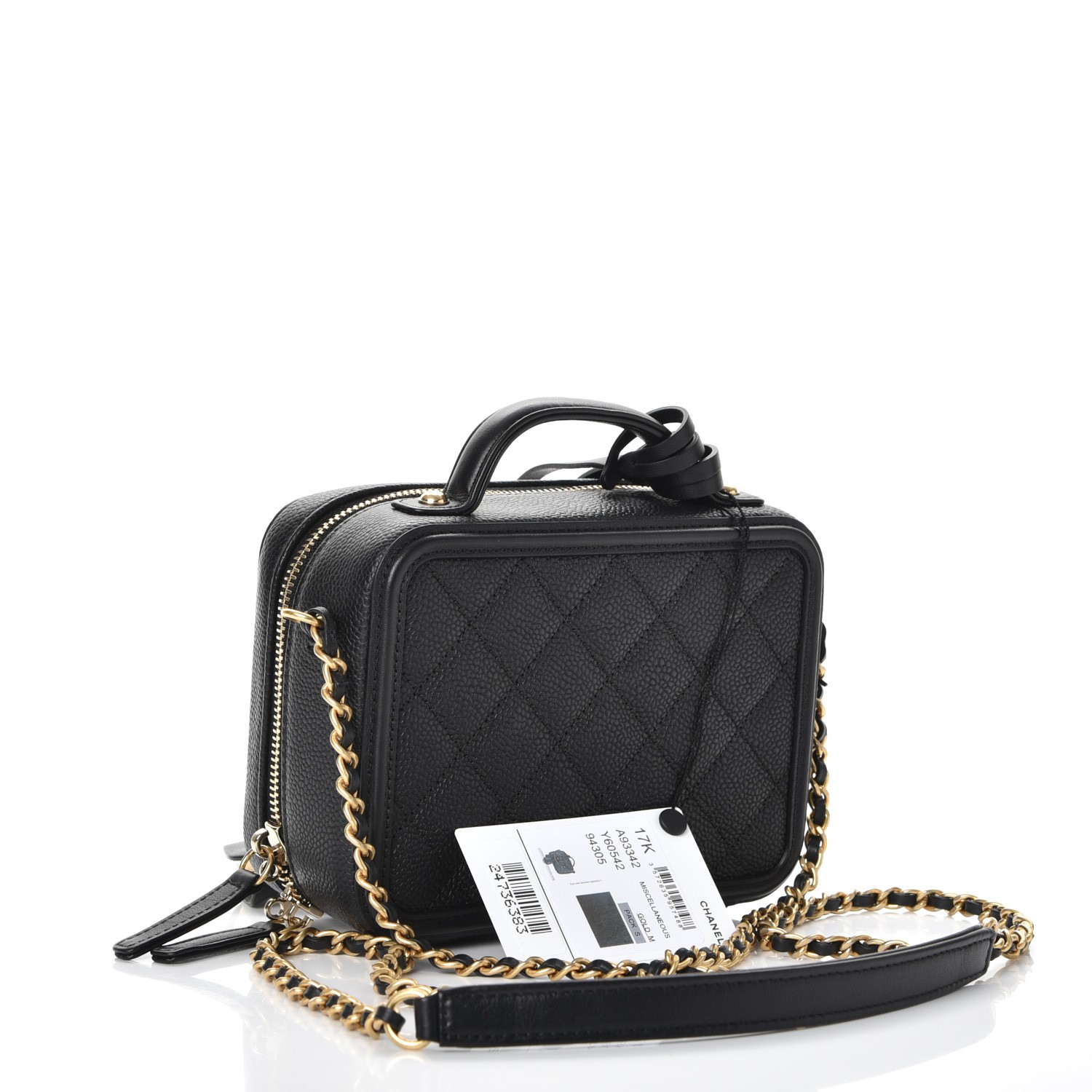 chanel caviar quilted small cc filigree vanity case black