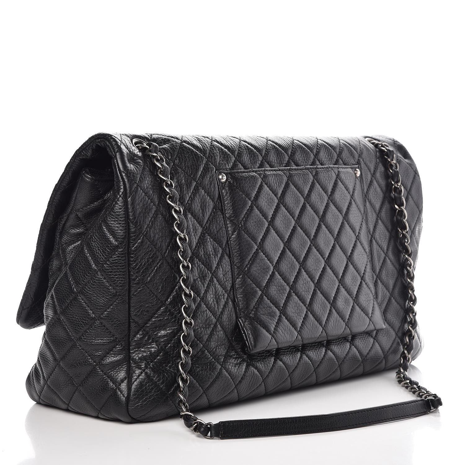 CHANEL Calfskin Quilted XXL Travel Flap Bag Black 321172