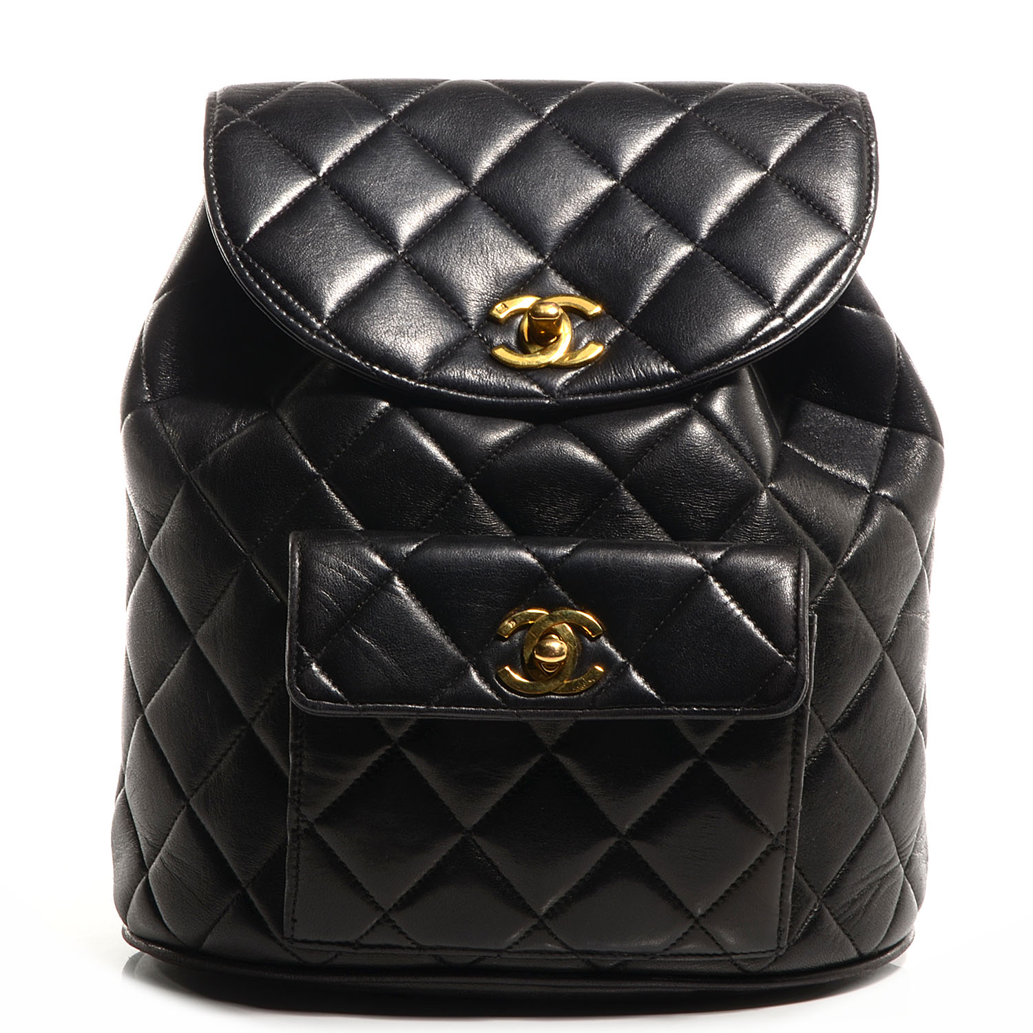 CHANEL Lambskin Quilted Backpack Black 75379
