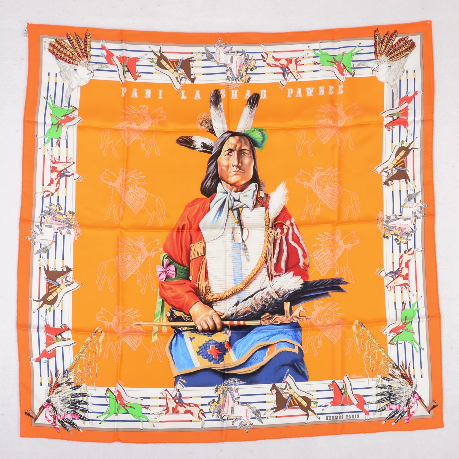 HERMES Silk Pani La Shar Pawnee Scarf 90 164727 | FASHIONPHILE