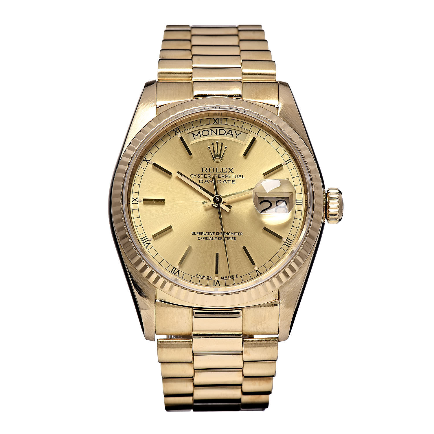 ROLEX 18K Yellow Gold 36mm Oyster Perpetual Day-Date President Watch ...