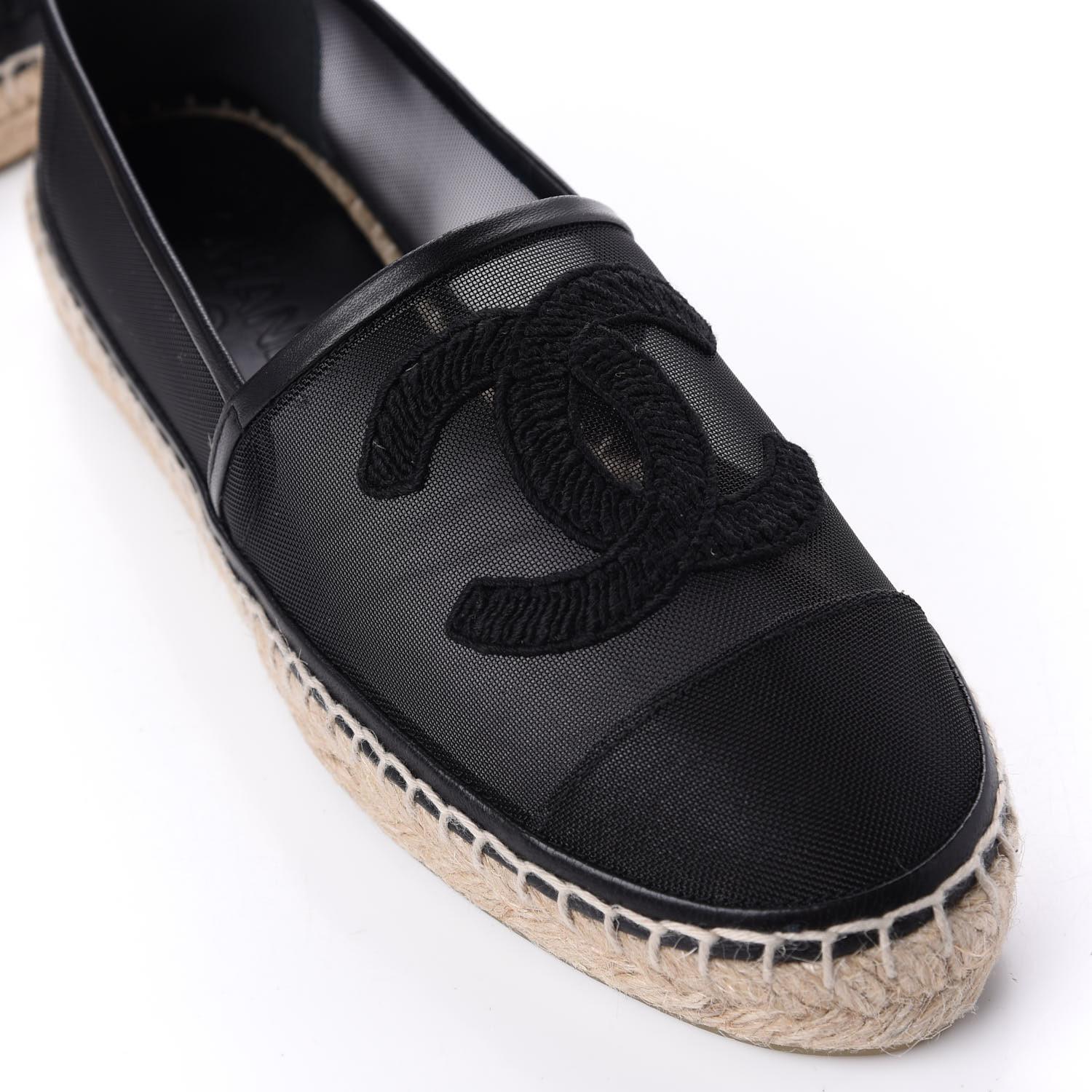 CHANEL Mesh CC Espadrilles 37 Black 611195 | FASHIONPHILE