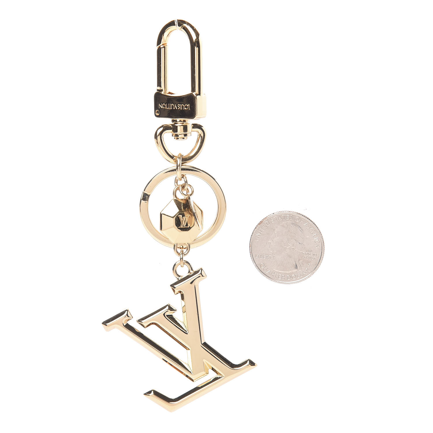 LOUIS VUITTON LV Facettes Bag Charm Key Holder Gold 610349