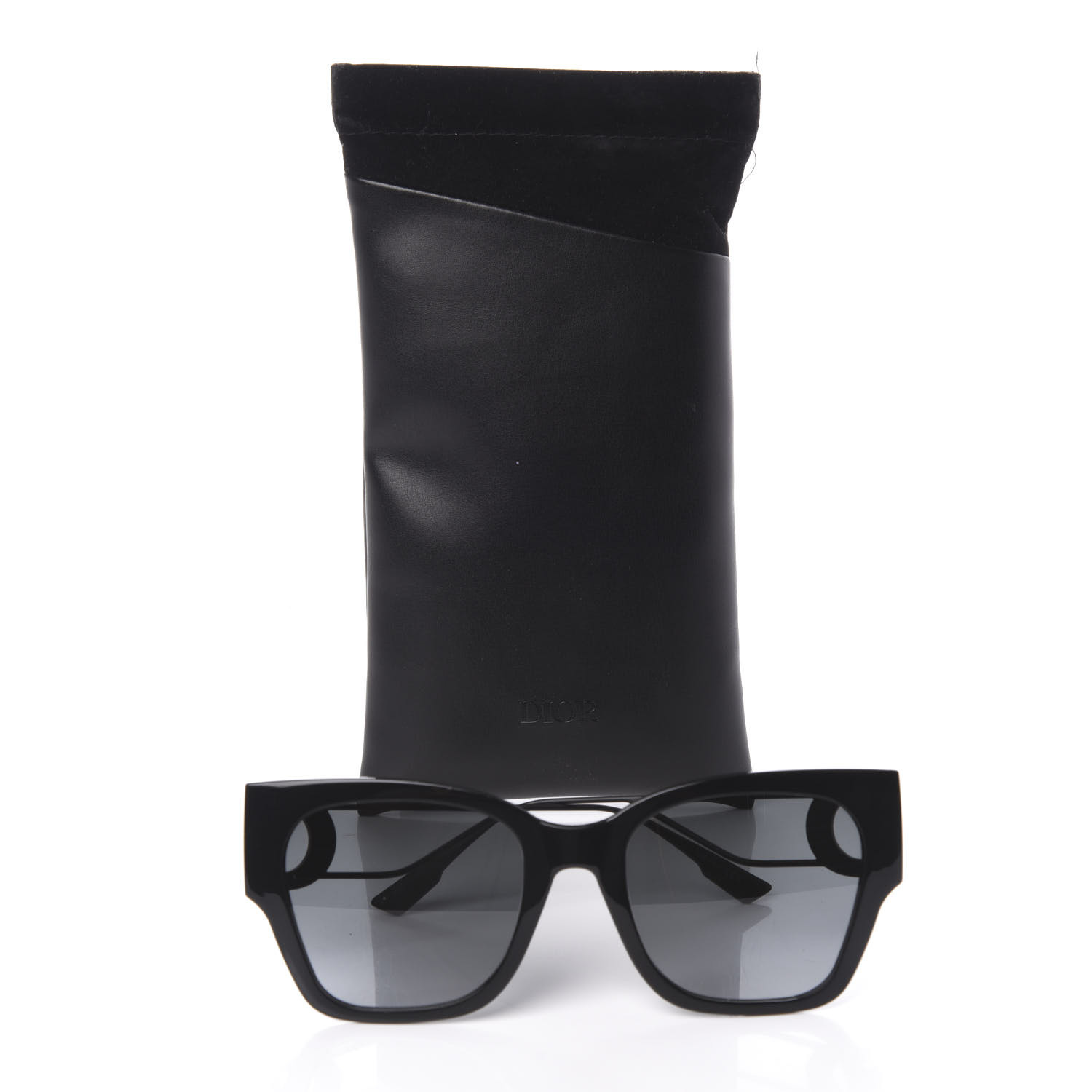 CHRISTIAN DIOR Rectangular 30 Montaigne 1 Sunglasses Black 606806 ...