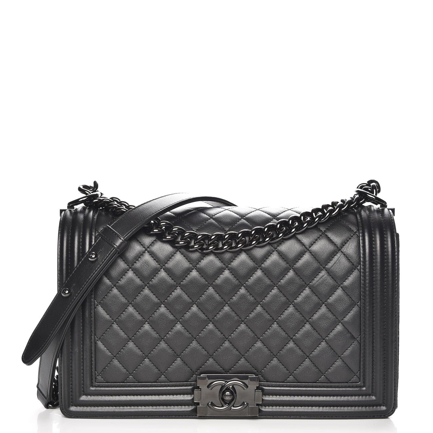 CHANEL Calfskin Quilted New Medium Boy Flap So Black 220243