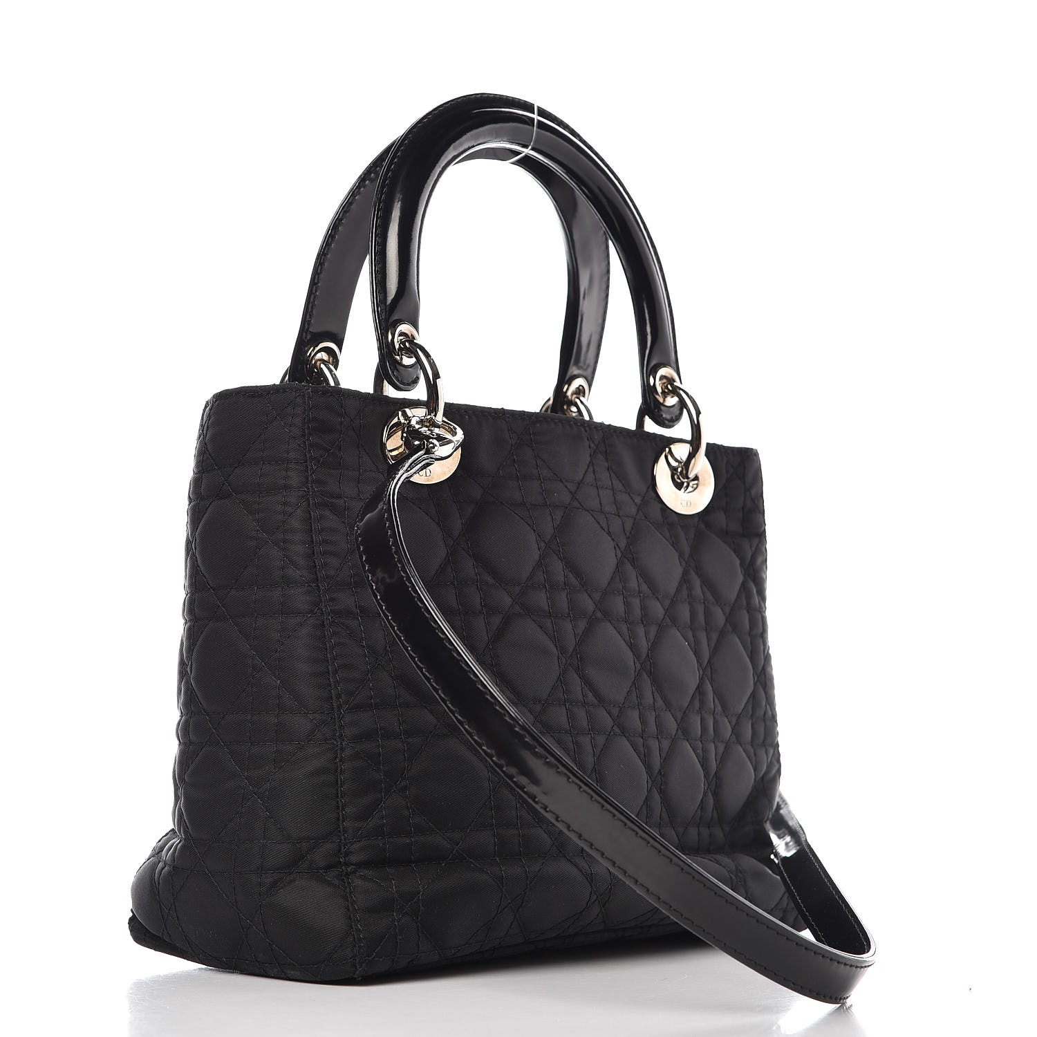 CHRISTIAN DIOR Nylon Cannage Medium Lady Dior Black 296259