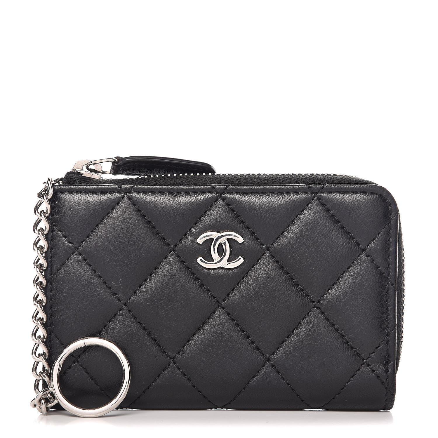 CHANEL Lambskin Quilted Key Holder Case Black 363570 | FASHIONPHILE