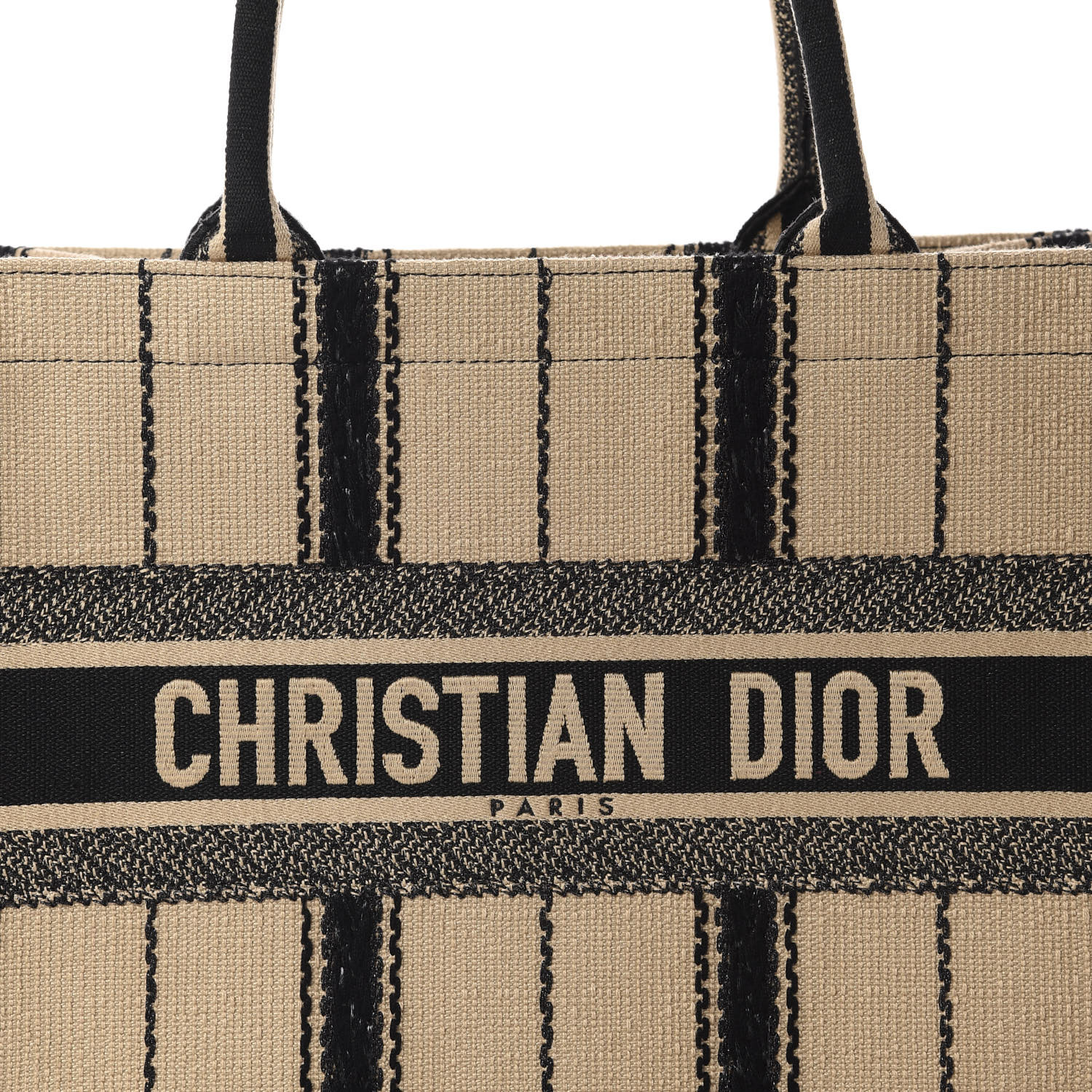 CHRISTIAN DIOR Bayadere Embroidered Small Book Tote Black Beige 638308 ...