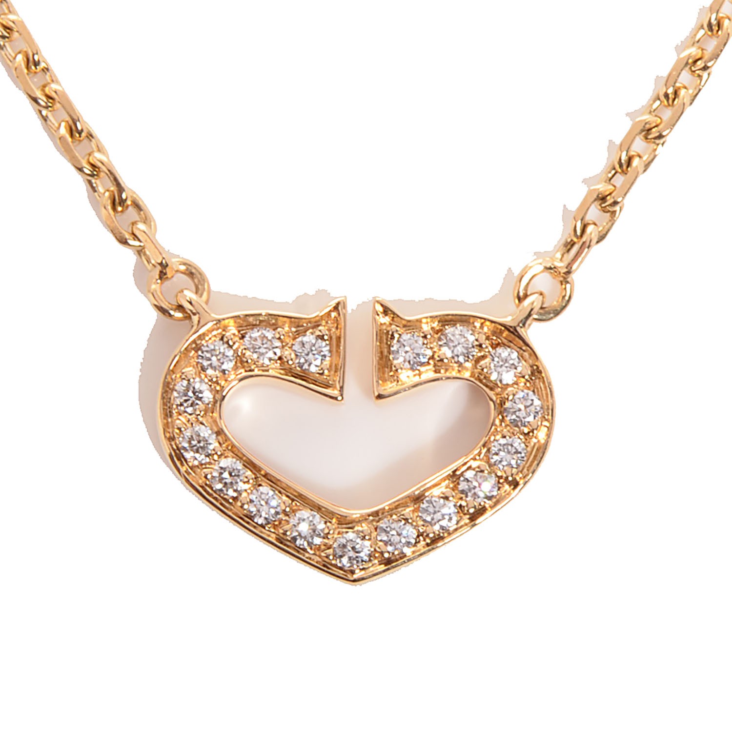 CARTIER 18K Yellow Gold Diamond Hearts And Symbols Pendant Necklace 92514