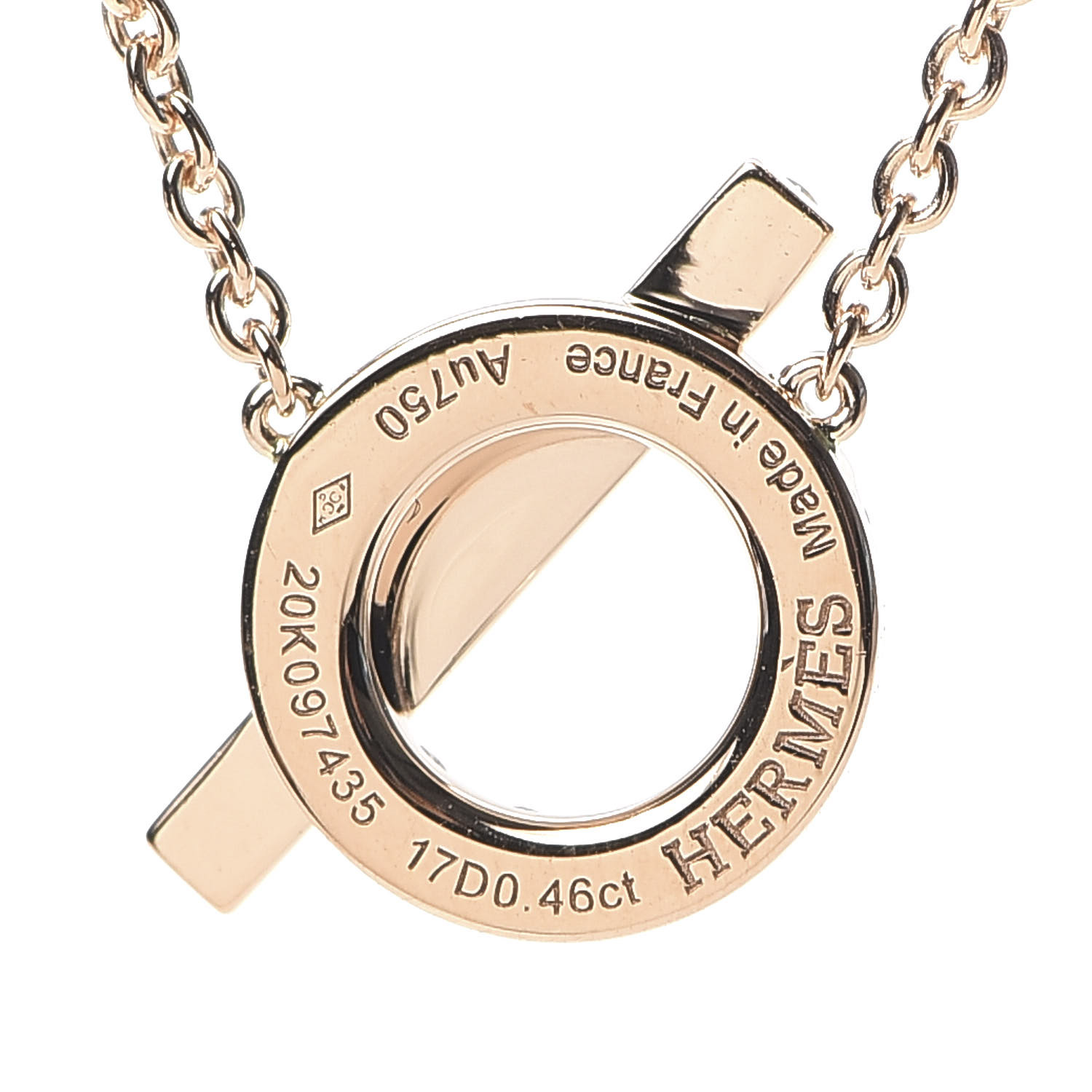 HERMES 18K Rose Gold Diamond Finesse Pendant Necklace 640572 | FASHIONPHILE