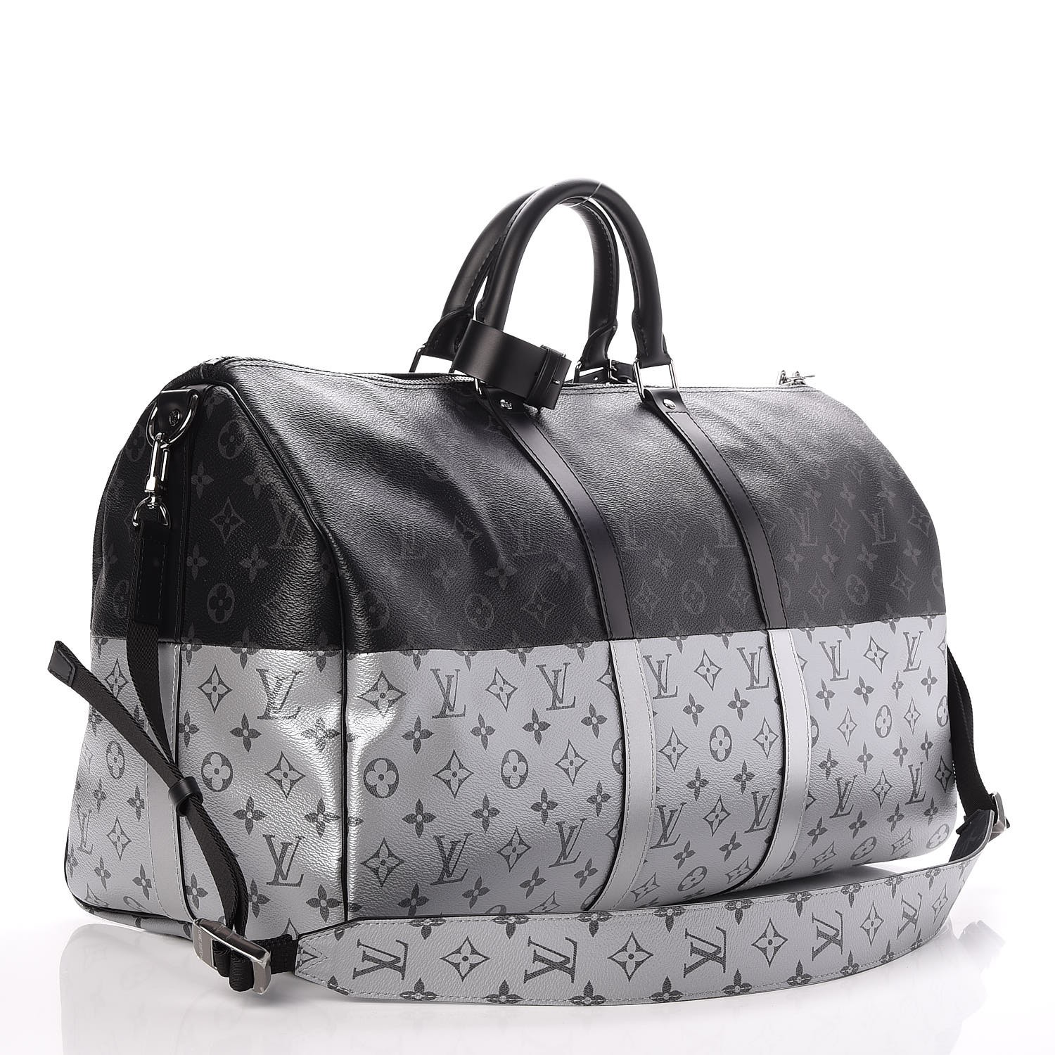 louis vuitton keepall bandouliere monogram mesh 50 black