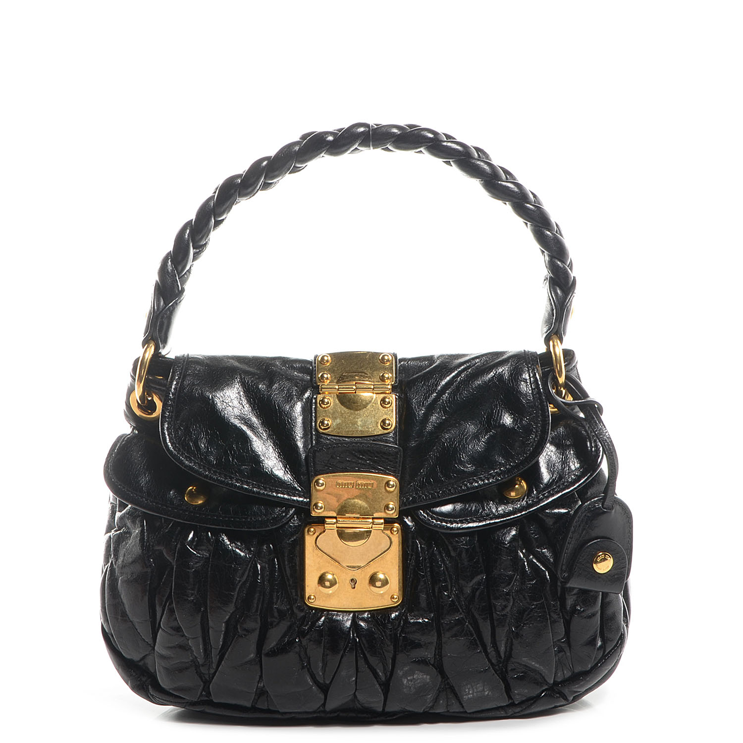 MIU MIU Lux Leather Small Matelasse Coffer Nero Black 77839