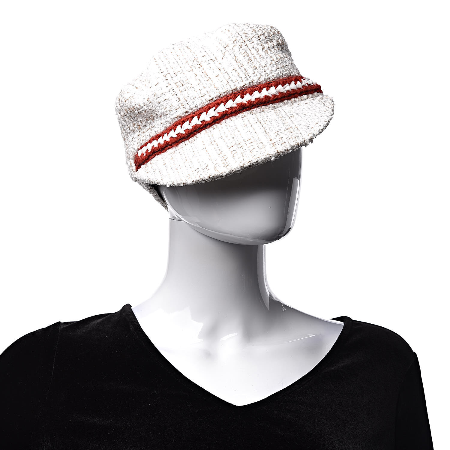 CHANEL Wool Cap Hat S Ivory 464022