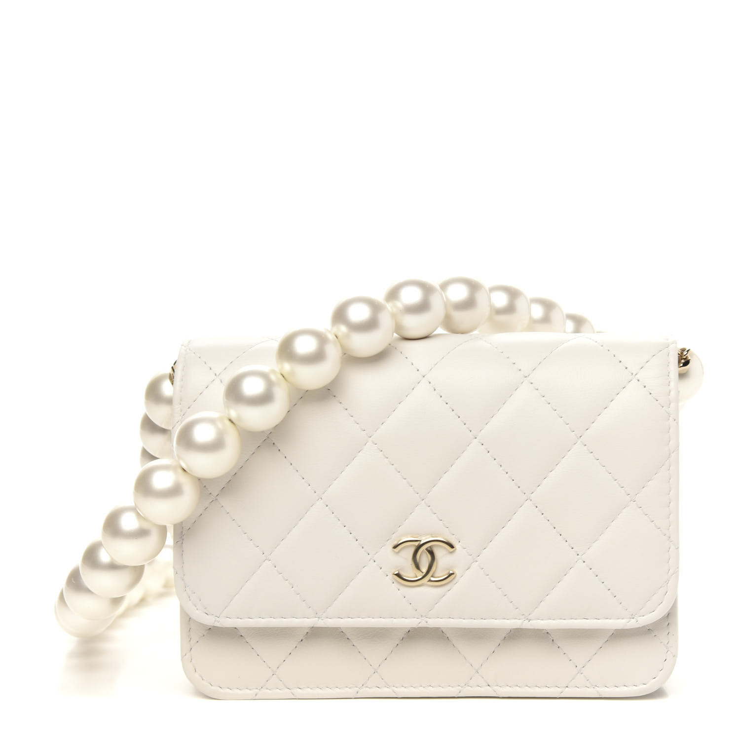 chanel pearl wallet on chain