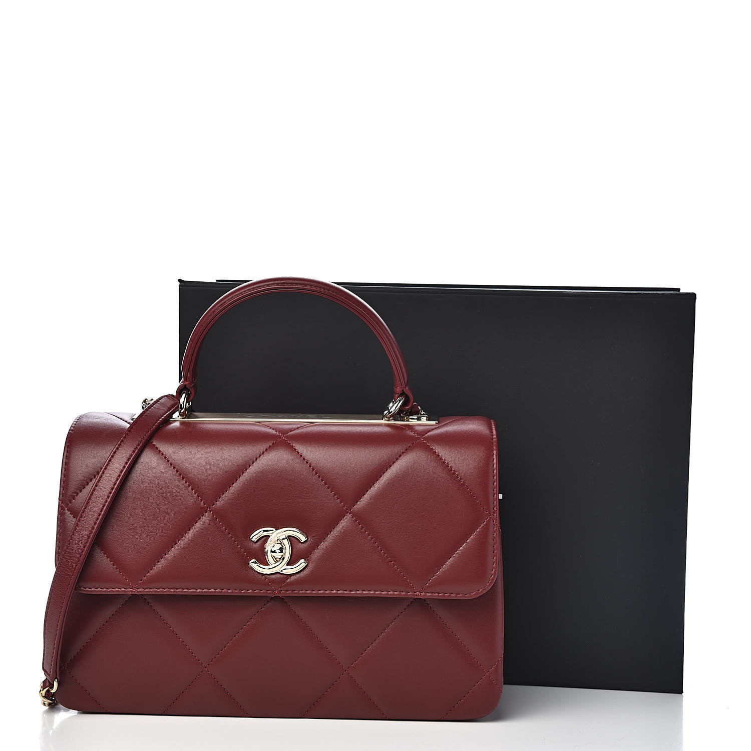 Chanel Lambskin Quilted Medium Trendy Cc Flap Dual Handle Bag Burgundy