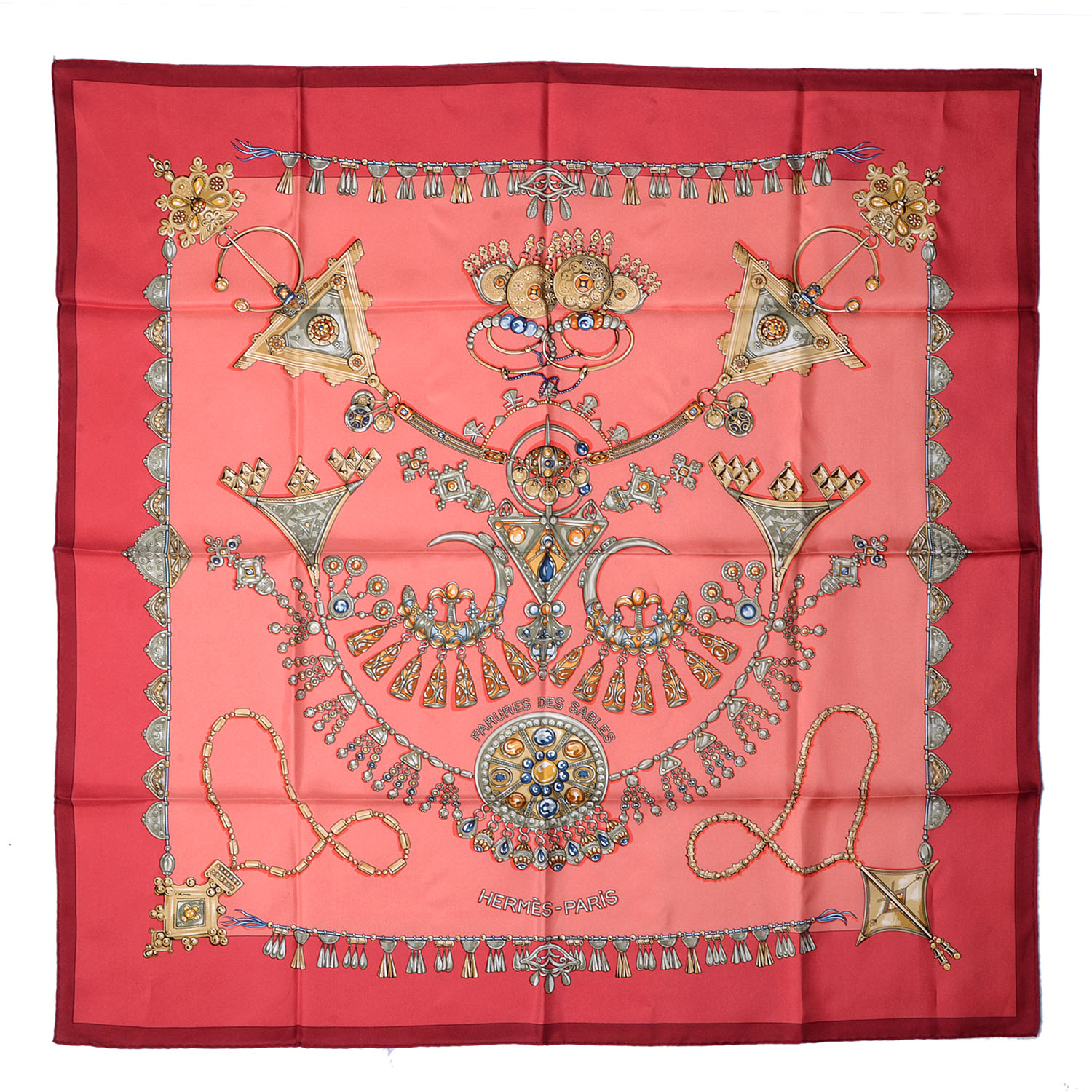 HERMES Silk Parures Des Sables Scarf 90 80078