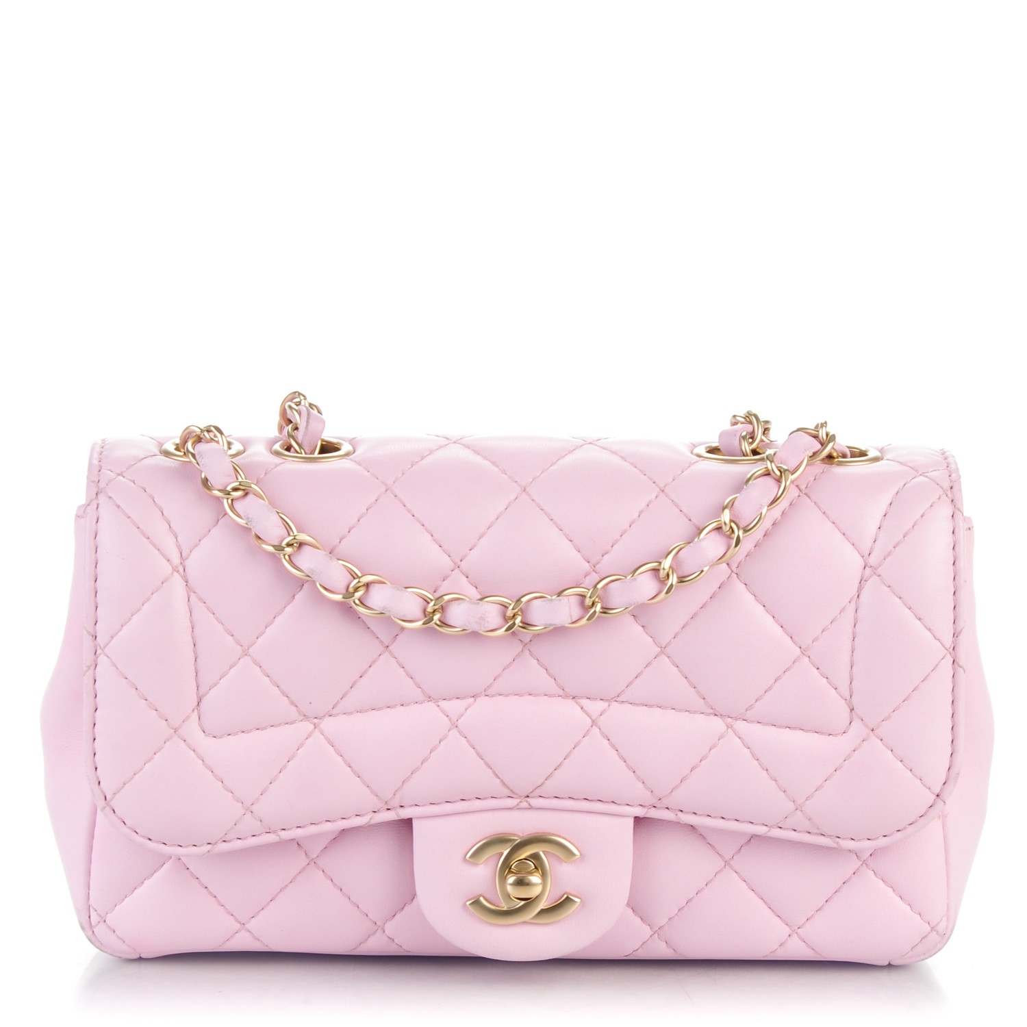 CHANEL Lambskin Quilted Mini Mademoiselle Chic Flap Pink 160407