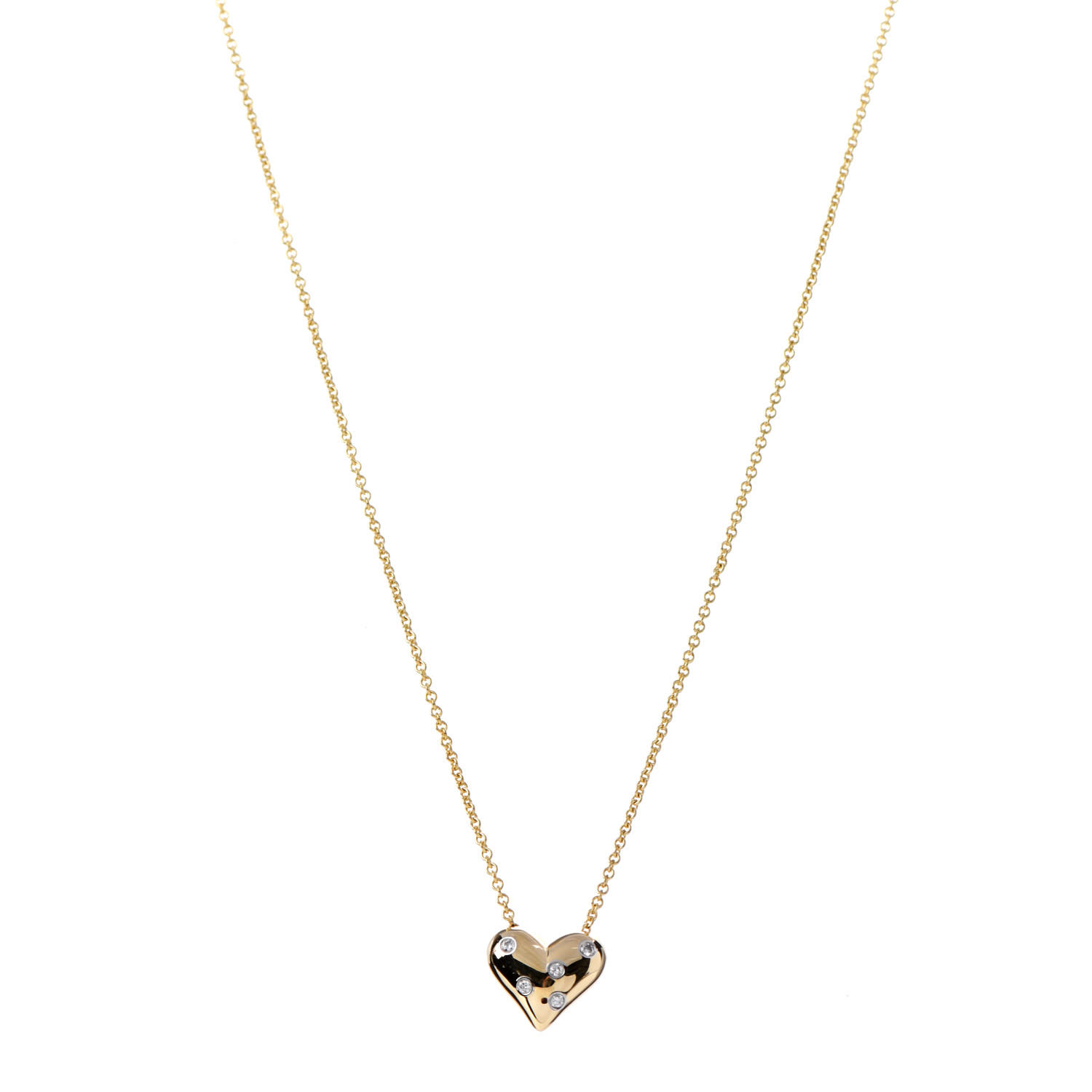 TIFFANY 18K Yellow Gold Platinum Diamond Etoile Heart Pendant Necklace ...