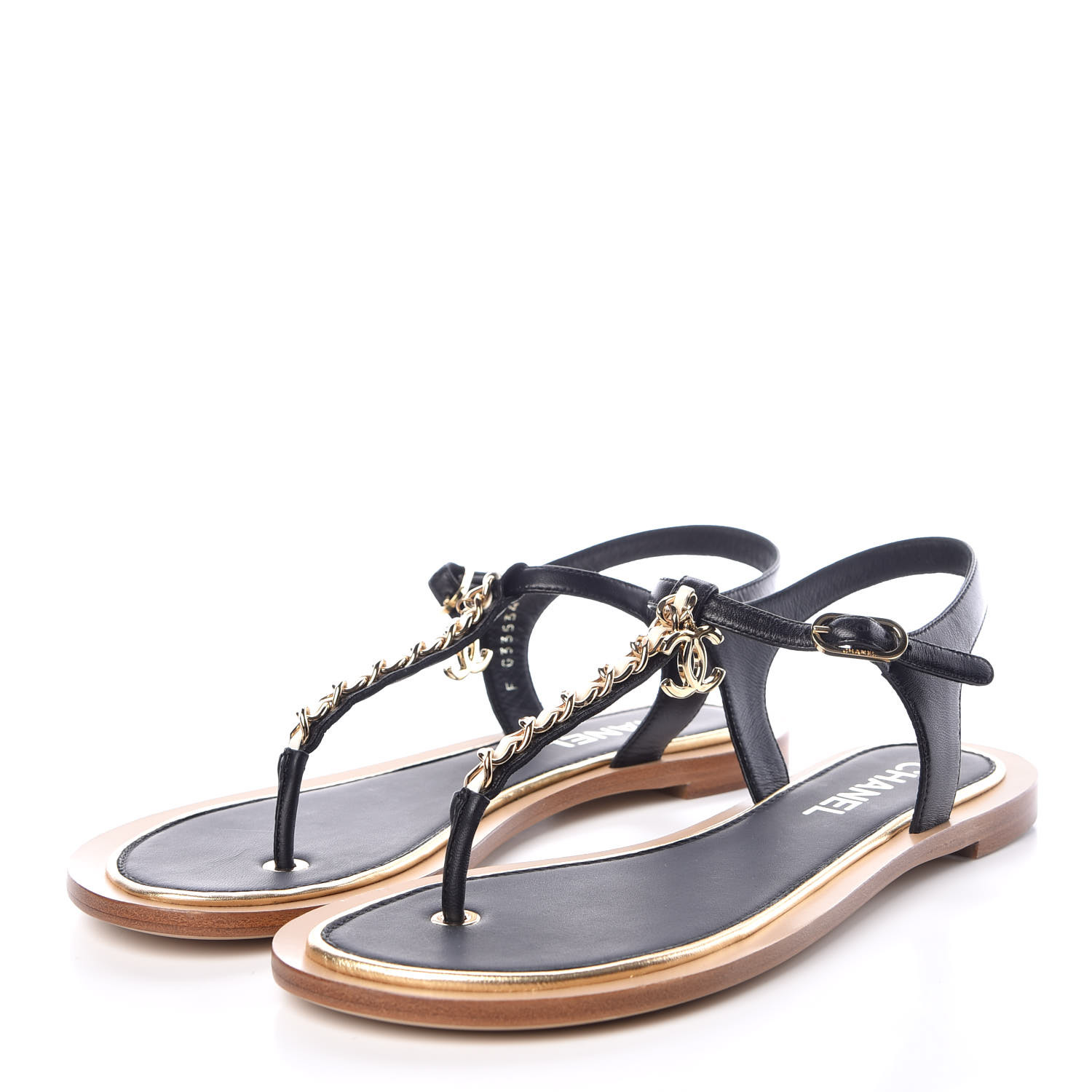 chanel black thong sandals cc logo