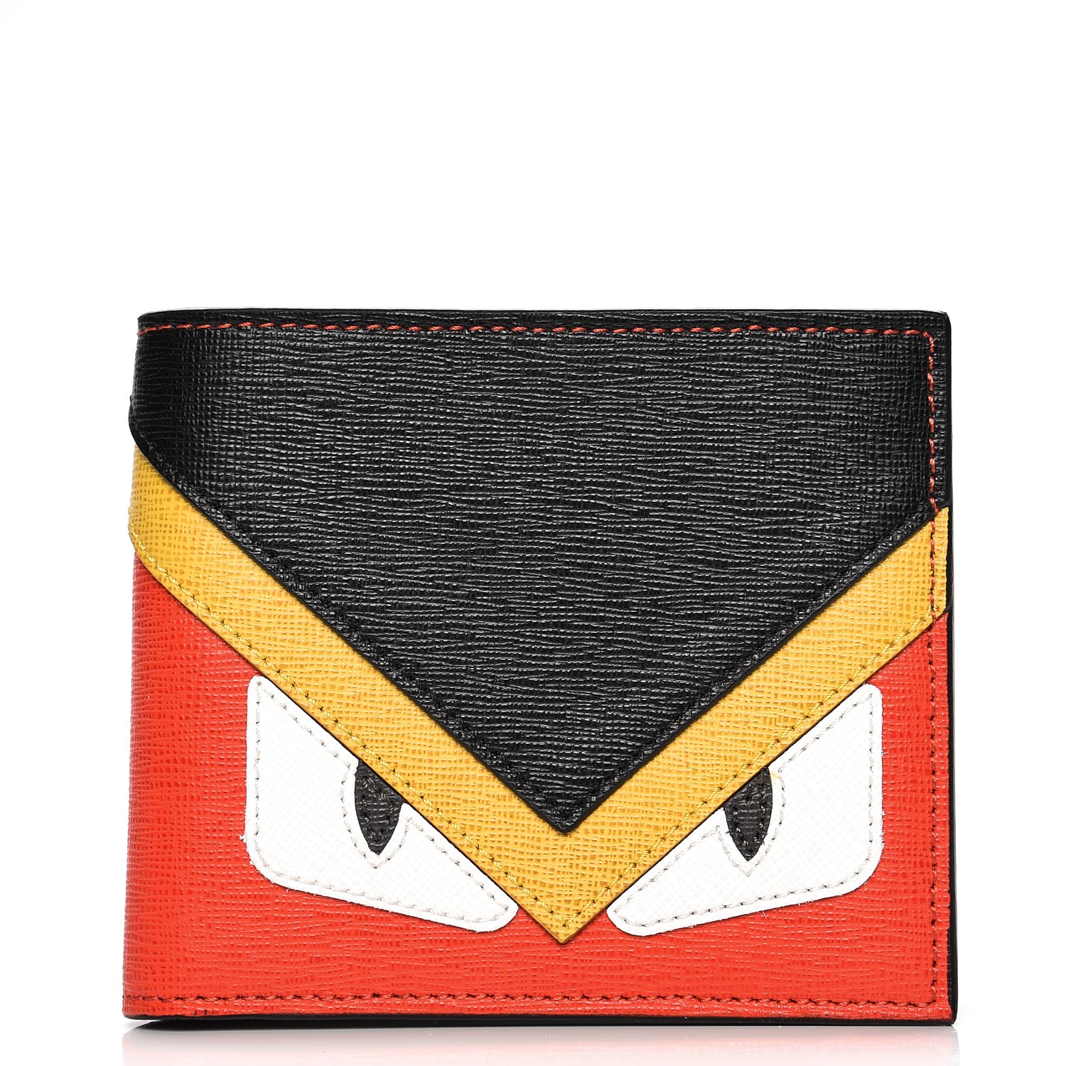 FENDI Vitello Elite Monster Eyes Wallet Red Multicolor 219996