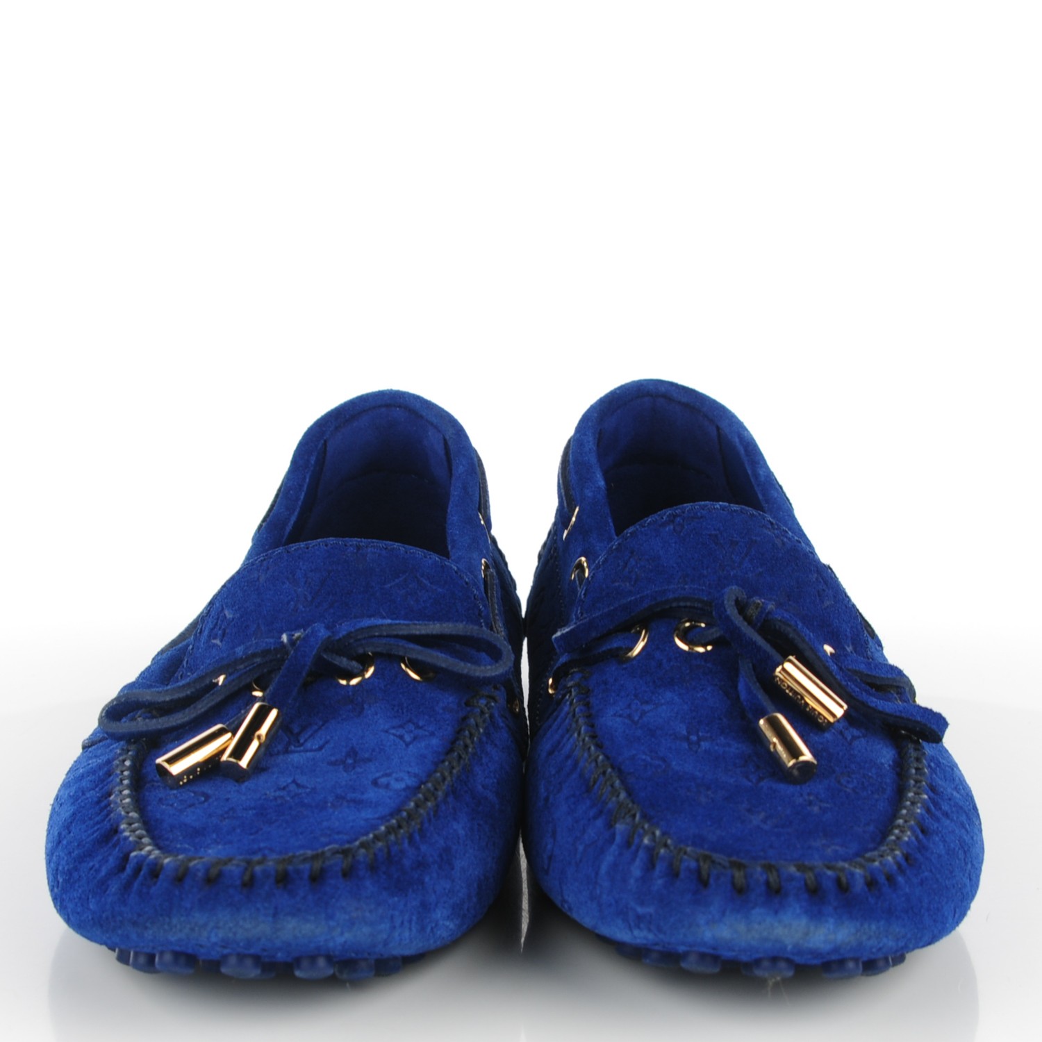 NEW LOUIS VUITTON GLORIA MOCCASIN SHOES 10 44 BLUE BLACK LOAFERS