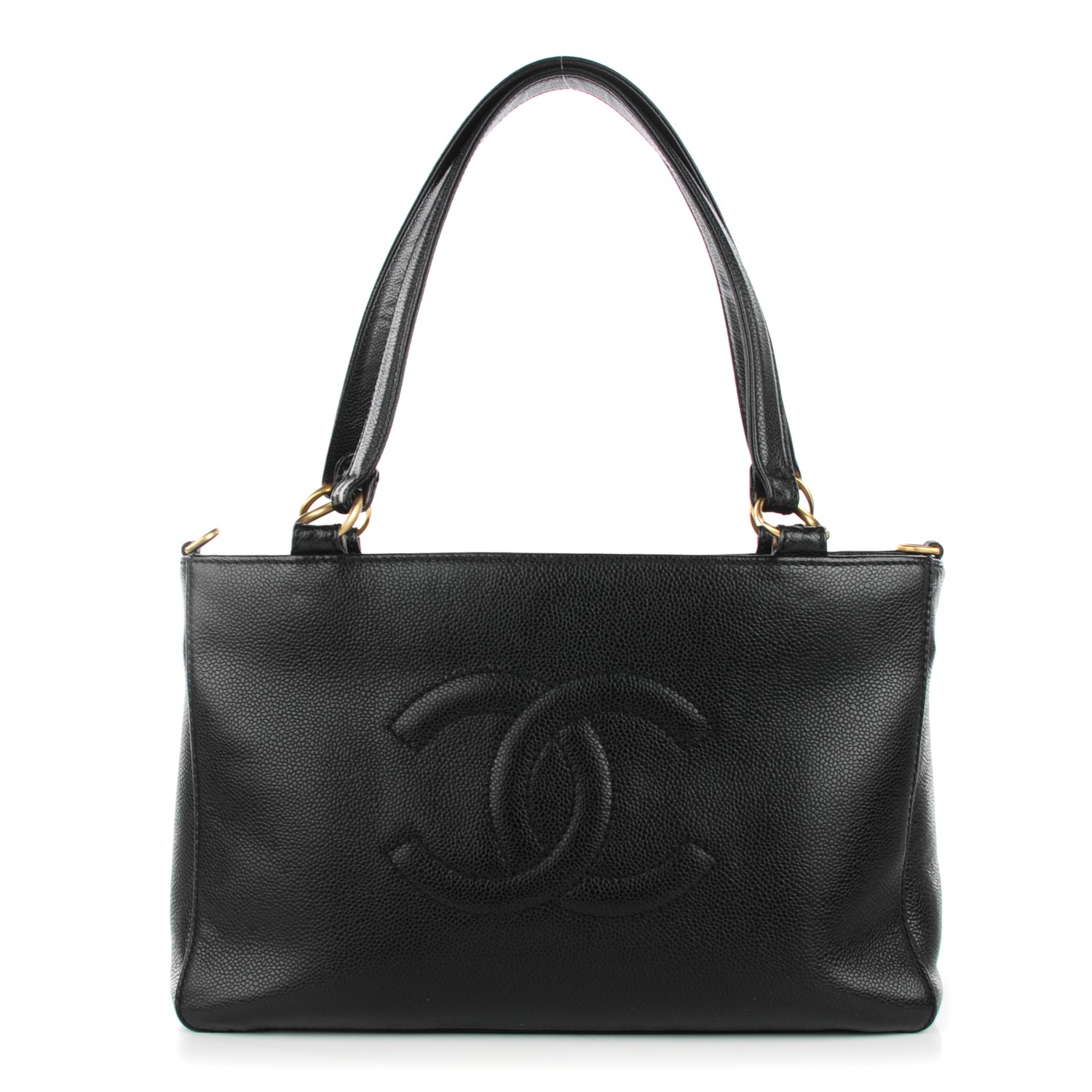 CHANEL Caviar Timeless CC Shoulder Bag Black 128191