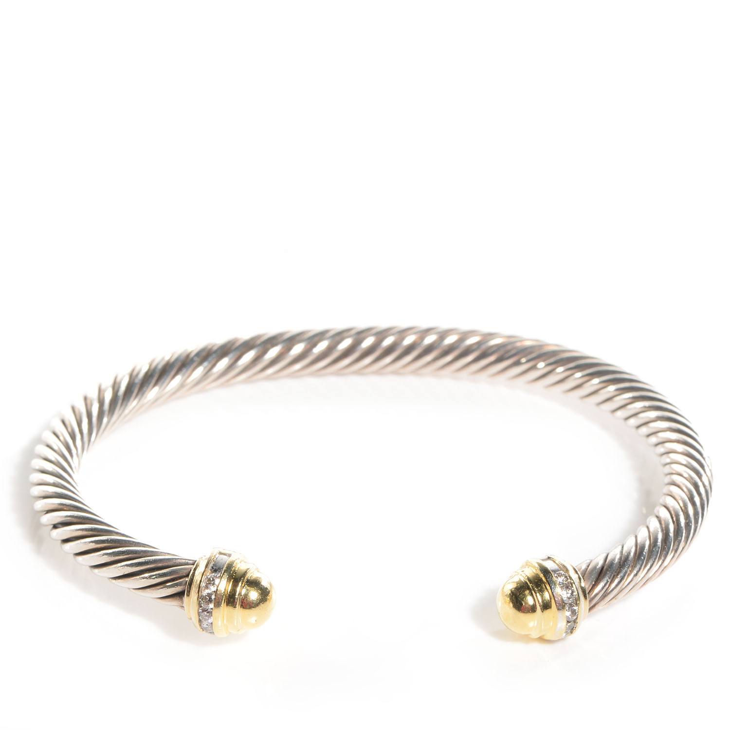 DAVID YURMAN Sterling Silver 18k Gold Pave Diamond 5mm Cable Classics ...