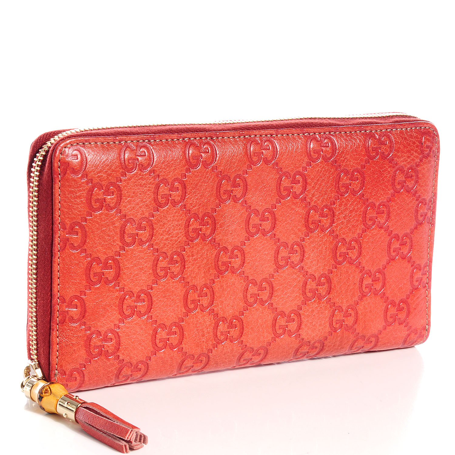 GUCCI Guccissima Zip Around Wallet Dark Orange 72772