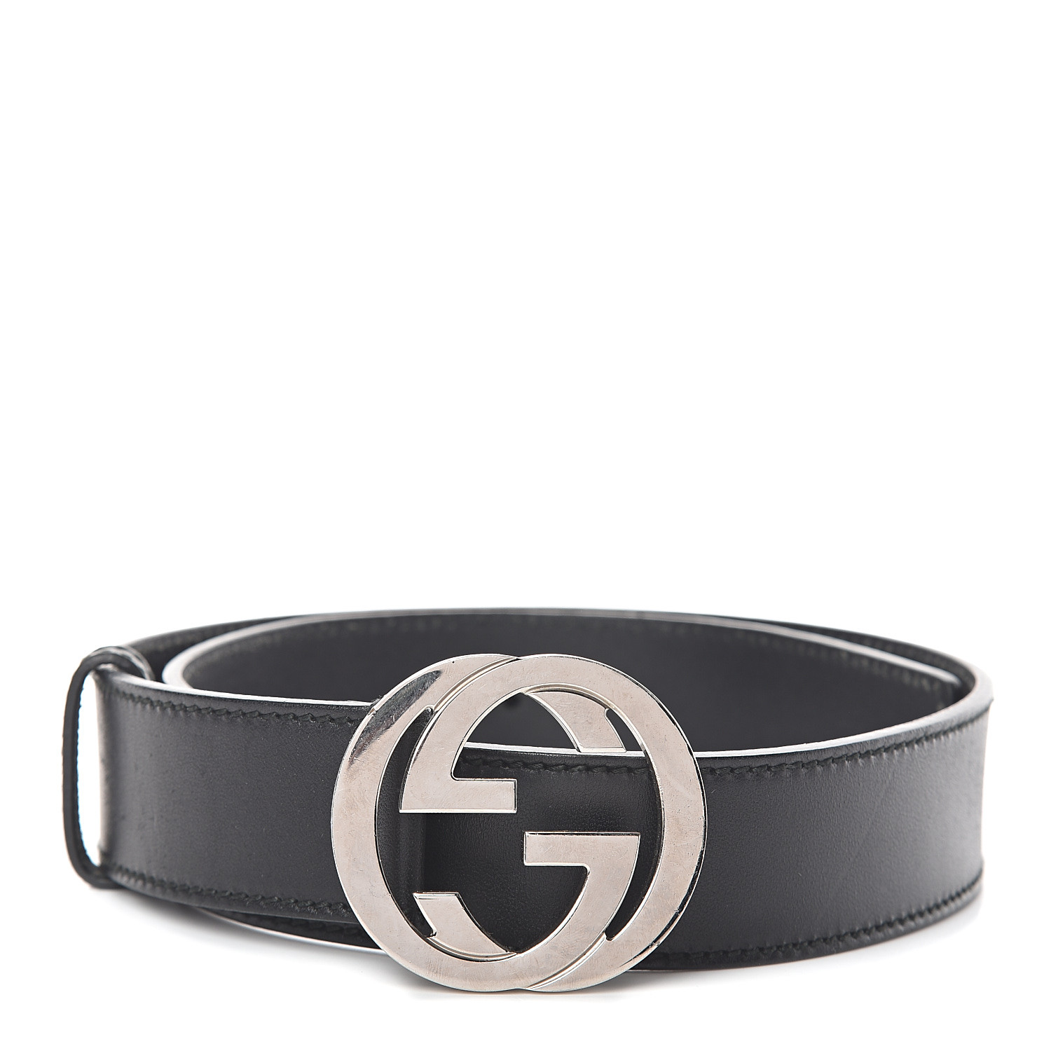 GUCCI Calfskin Interlocking G Belt 80 32 Black 542857 | FASHIONPHILE