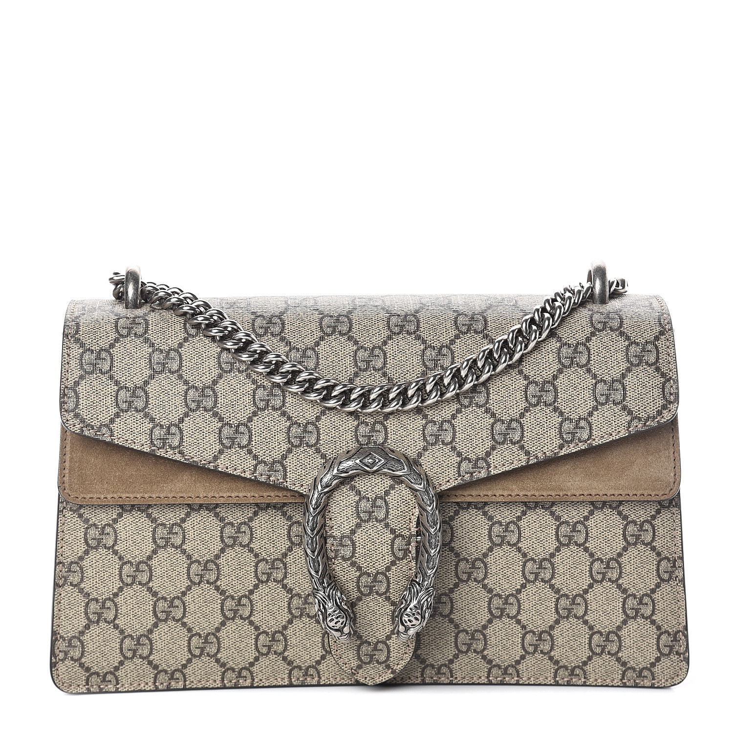 GUCCI GG Supreme Monogram Small Dionysus Shoulder Bag Taupe 542688