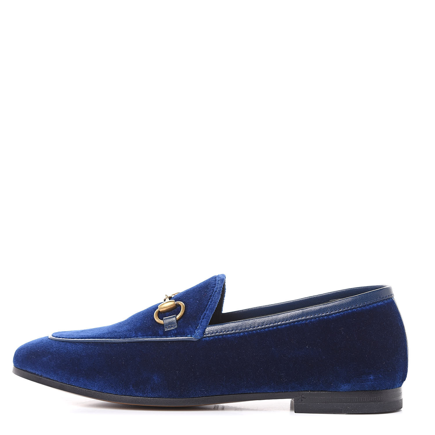 GUCCI Velvet Horsebit Womens Jordaan Loafers 35 Blue Cobalt 498632