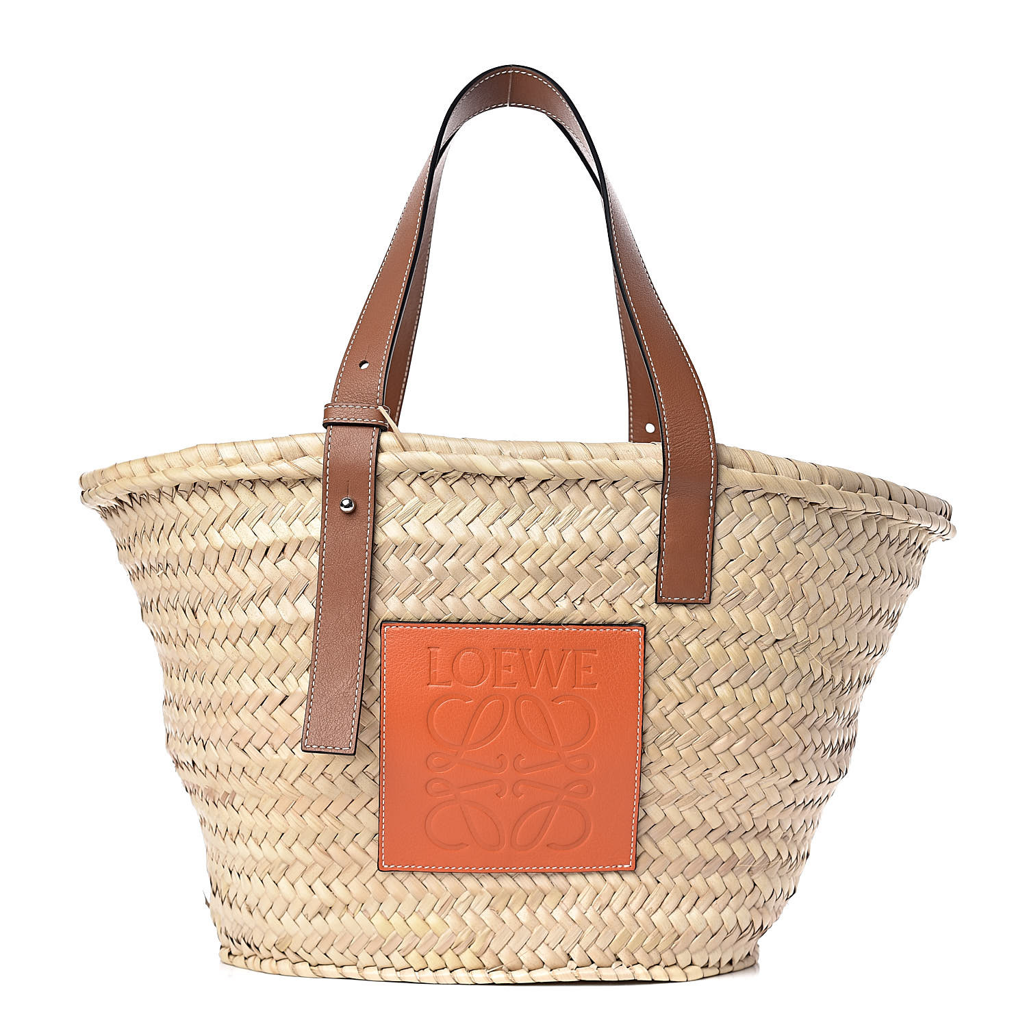LOEWE Raffia Basket Tote Bag Natural Tan Orange 470996