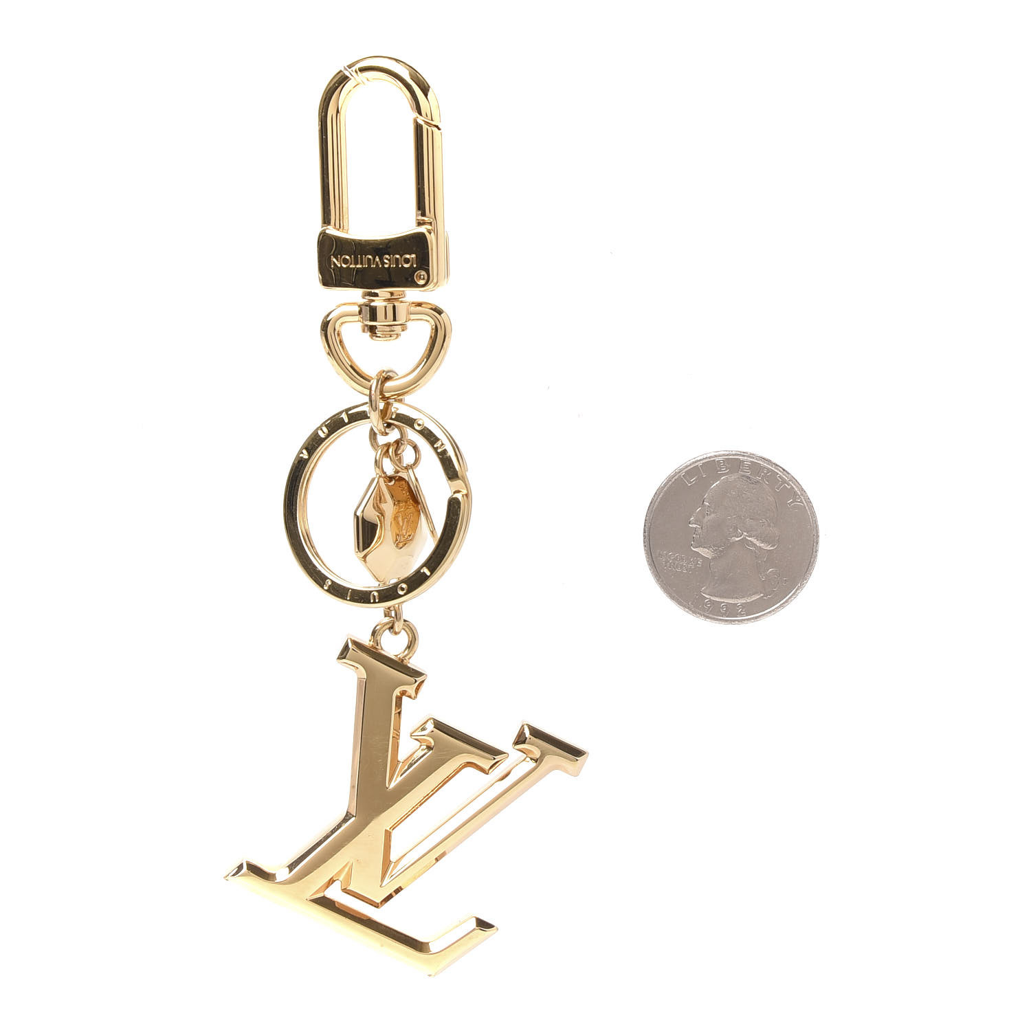 LOUIS VUITTON LV Facettes Bag Charm Key Holder Gold 557958 | FASHIONPHILE