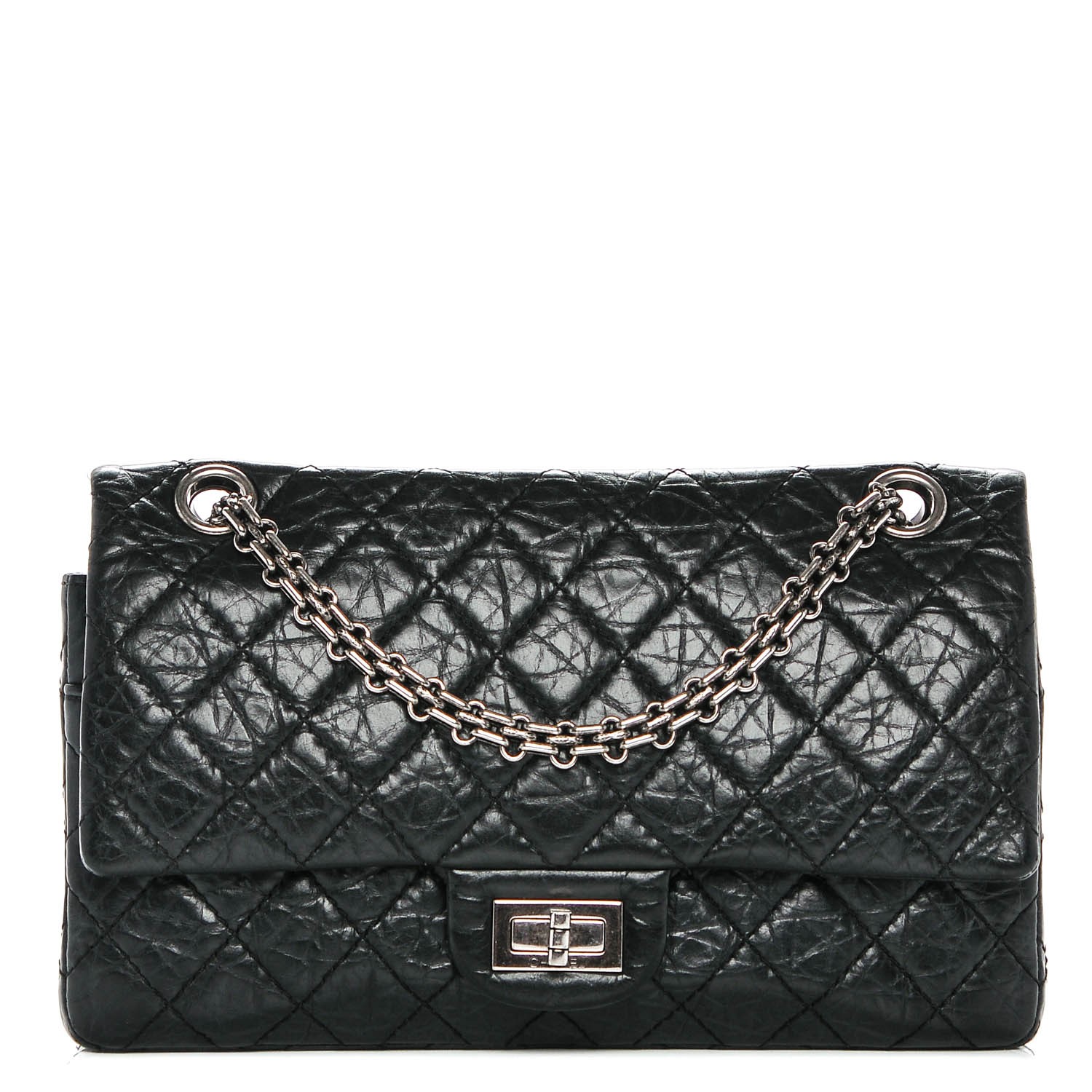 CHANEL Aged Calfskin Quilted 2.55 Reissue 225 Flap Black 185374 ...