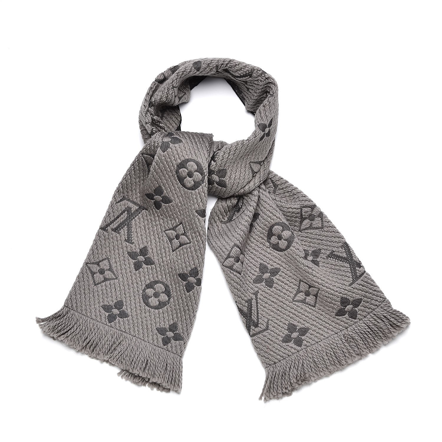 Louis Vuitton Beige Wool & Silk Logomania Shine Scarf Louis