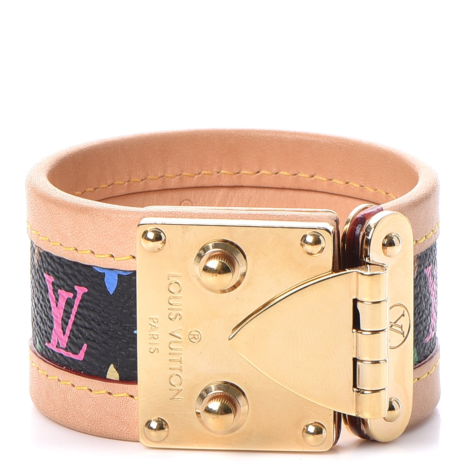 LOUIS VUITTON Monogram Multicolor S Lock Bracelet M Black 247862