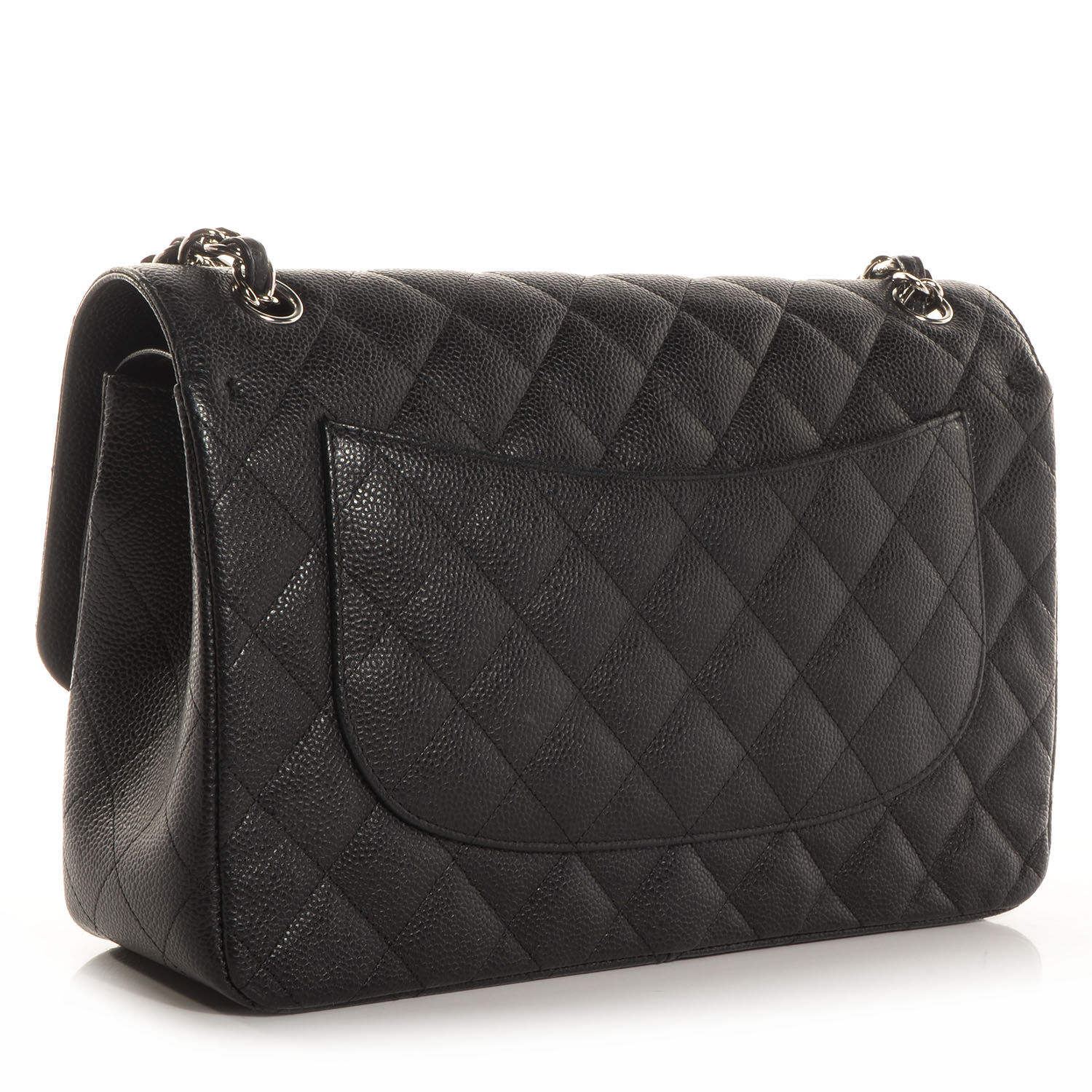 CHANEL Caviar Quilted Jumbo Double Flap Black 68936