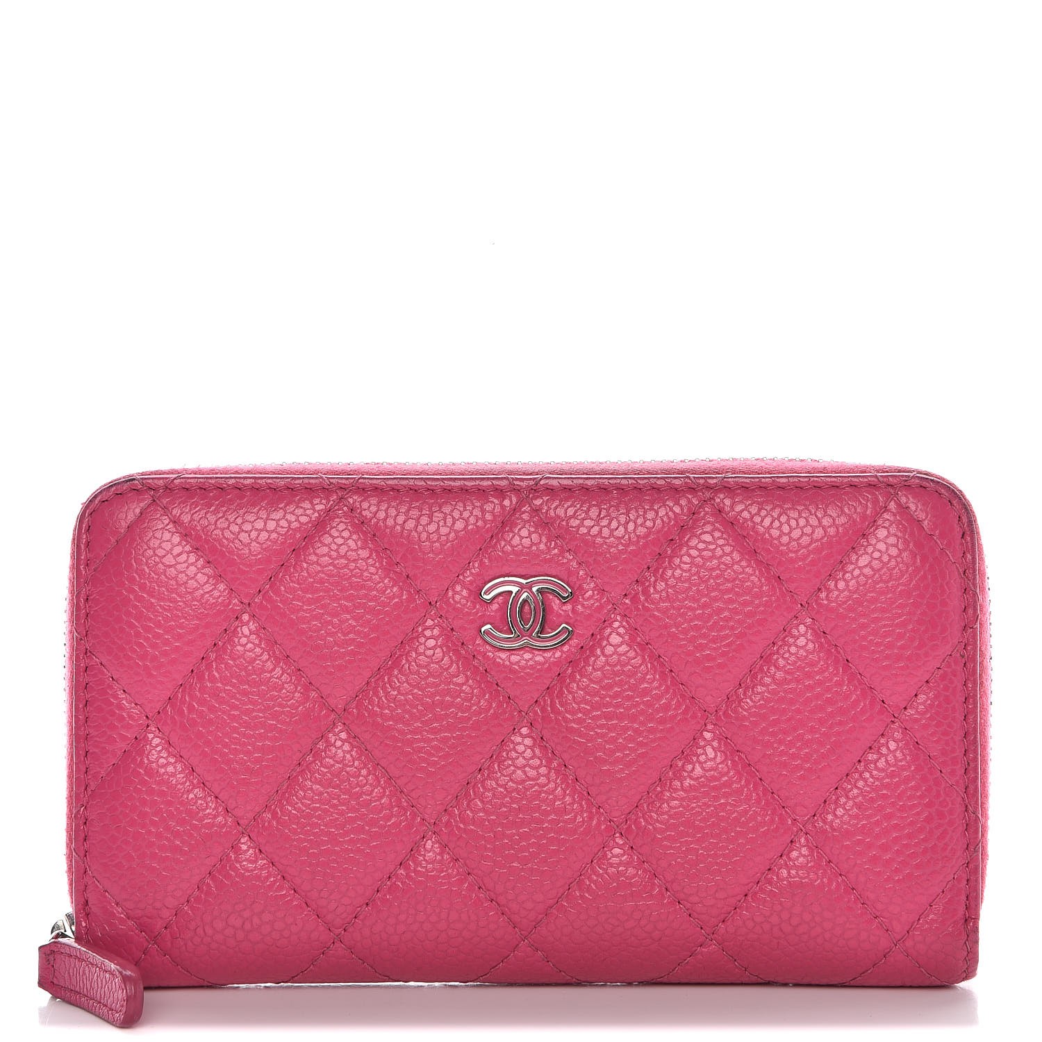 CHANEL Caviar Quilted Small Zip Around Wallet Pink 307689