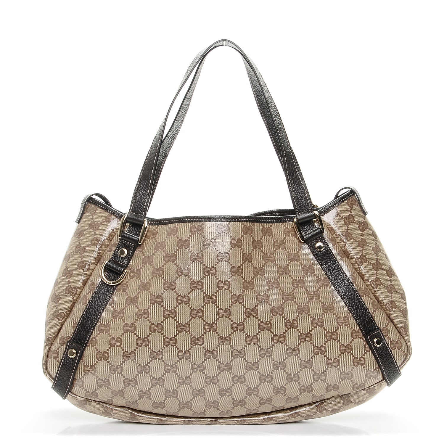 GUCCI Crystal Monogram Medium Abbey Shoulder Bag Dark Brown 198219