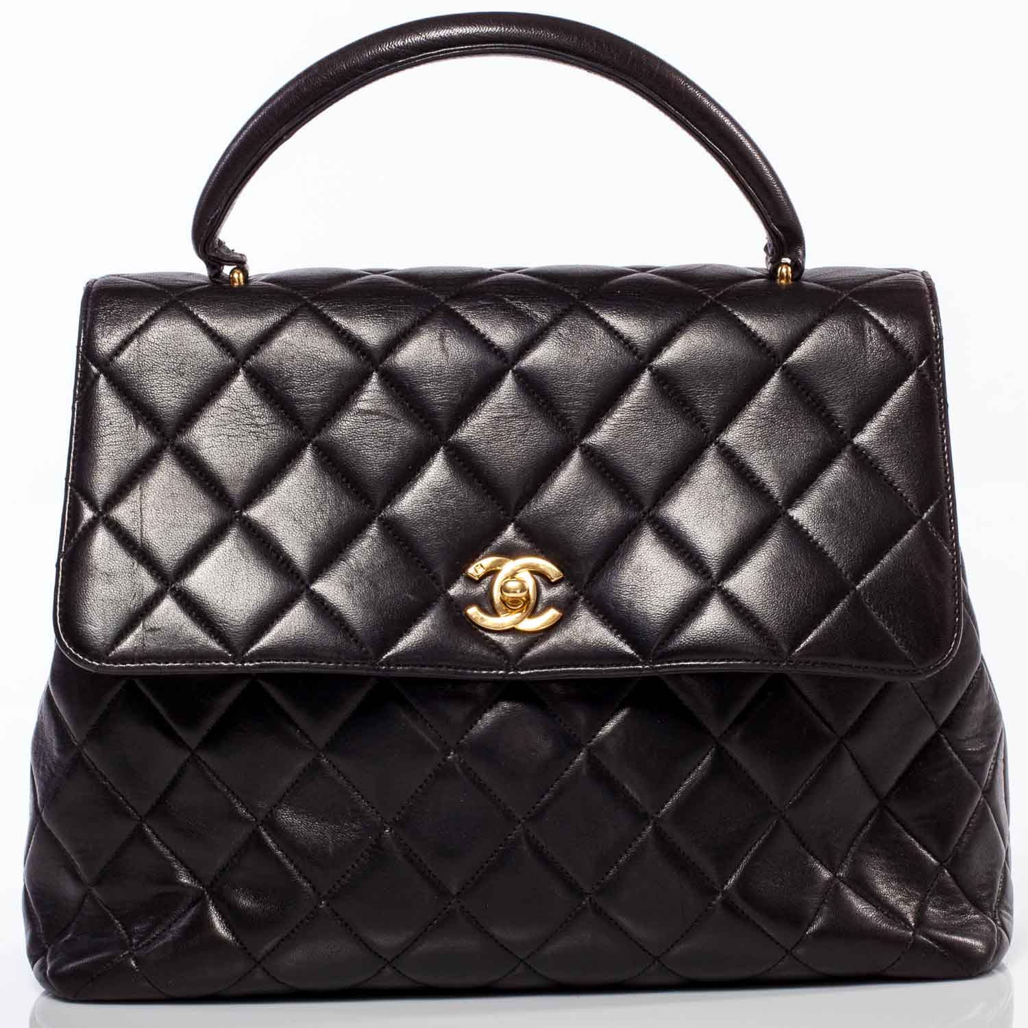 CHANEL Lambskin Kelly Flap Bag Black 35837