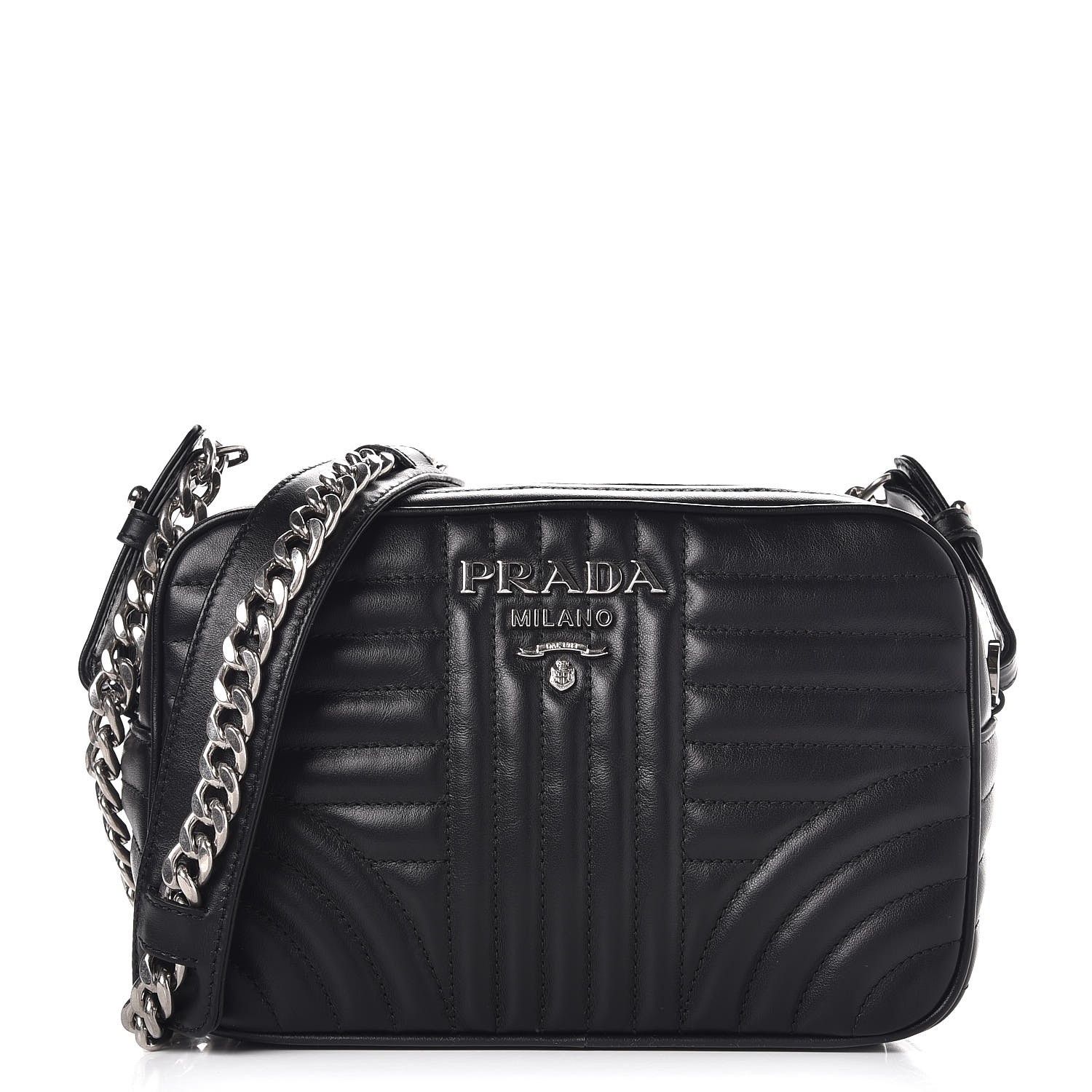 PRADA Soft Calfskin Diagramme Crossbody Bag Nero Black 276570