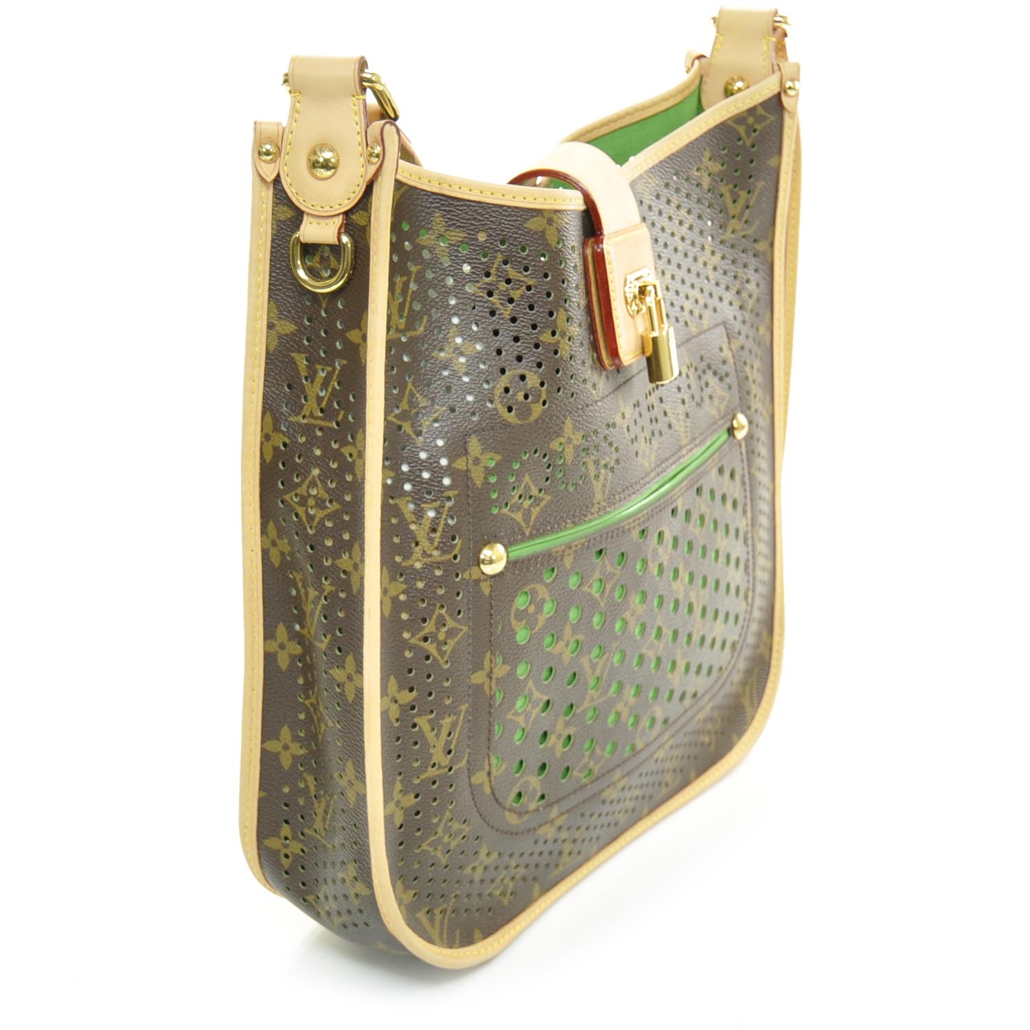 Louis Vuitton Monogram Perforated Musette Green Crossbody Bag at 1stDibs