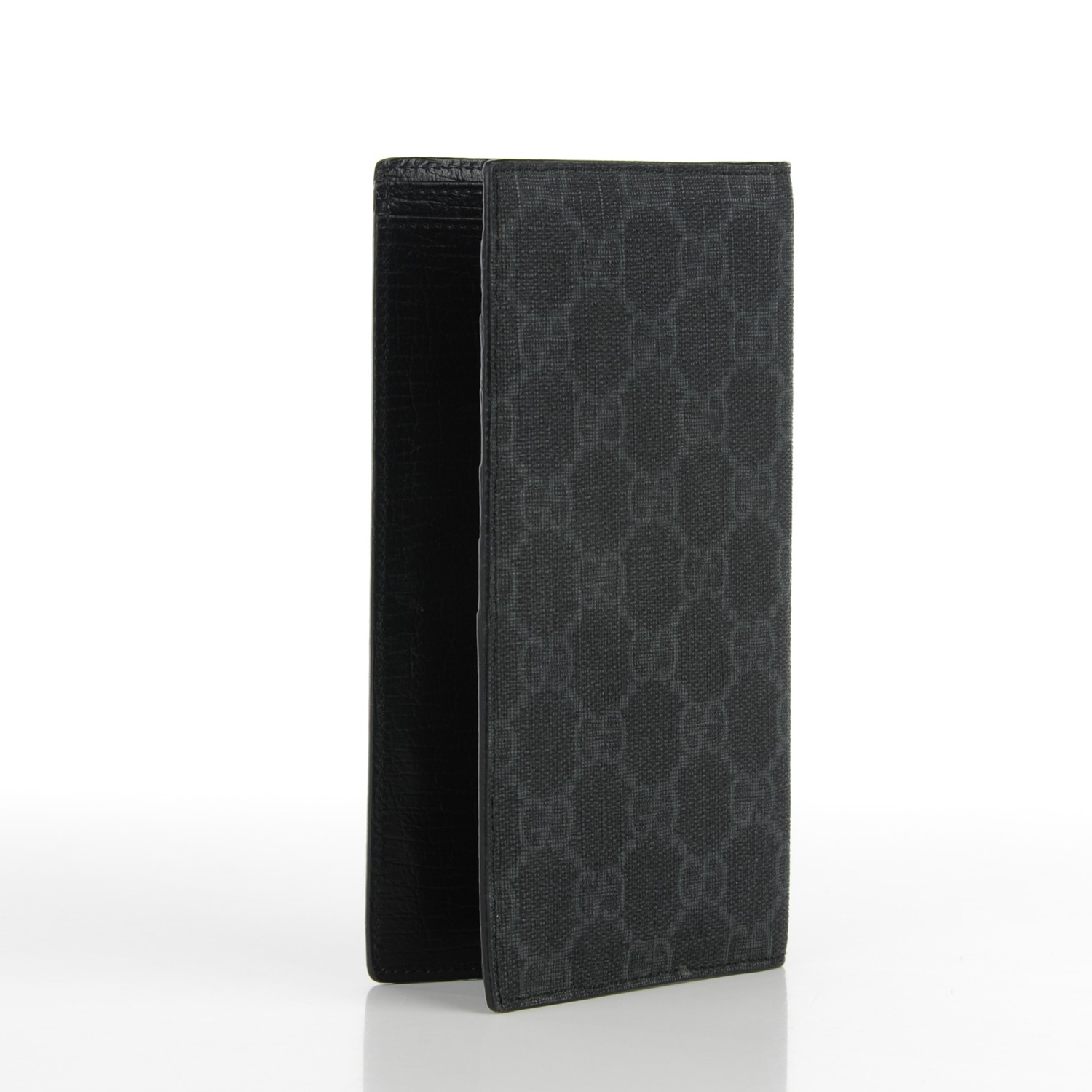 GUCCI Monogram Coated Canvas Checkbook Cover Black 125641 | FASHIONPHILE